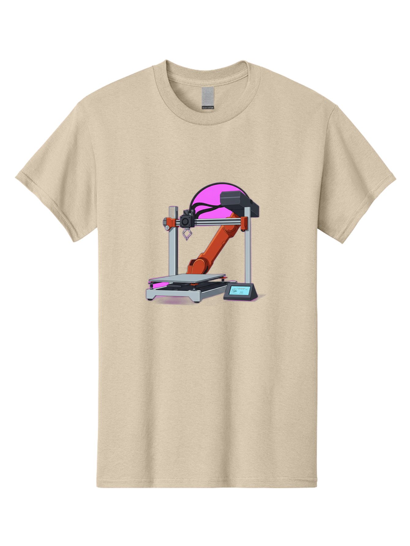 3D-Printer-1 Men'S Graphic Tee, 100% Cotton, Comfortable Casual Summer Wear, Machine Washable, Industrial Robotic Arm, 3D Printing Technology, Additive Manufacturing, Precision Engineering, Futuristic Design, Modern Machinery, Baa002