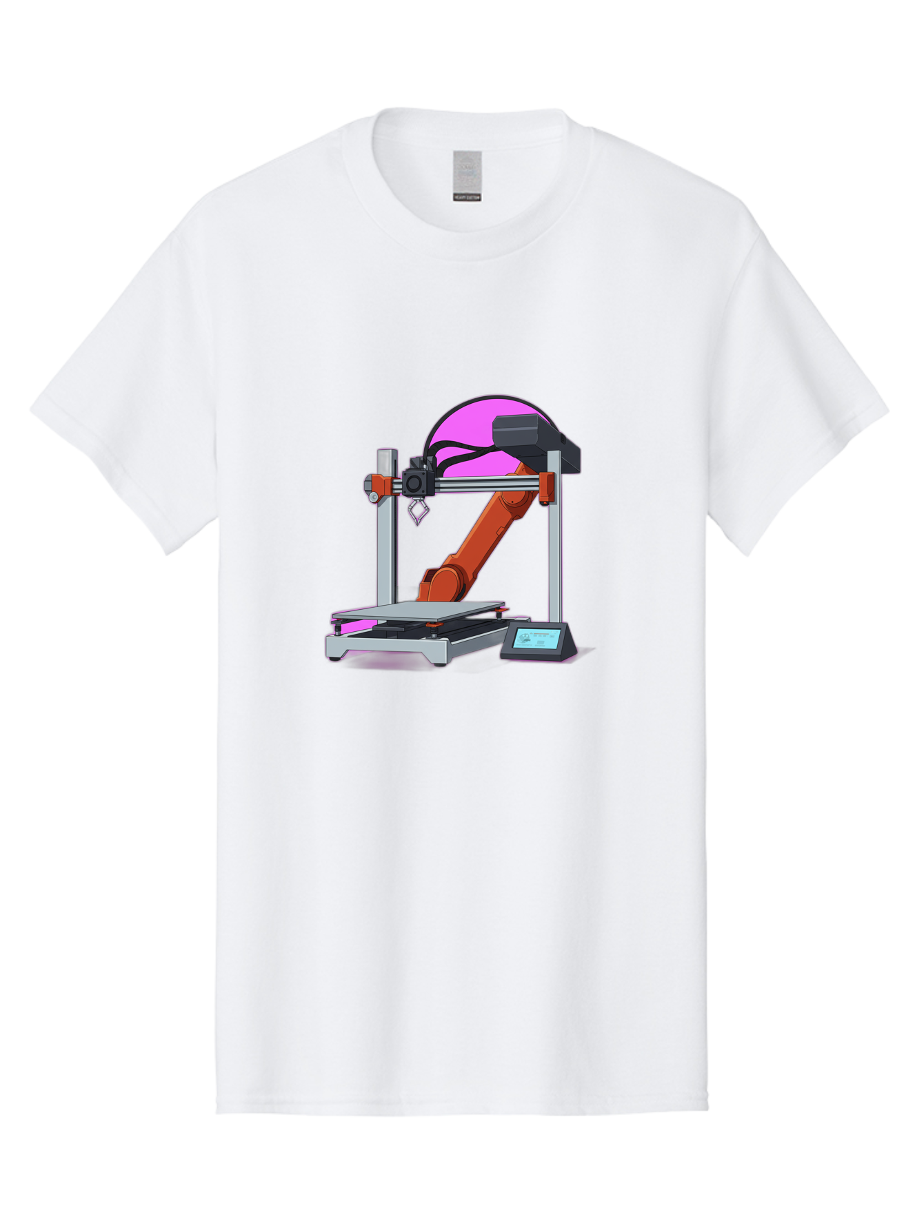 3D-Printer-1 Men'S Graphic Tee, 100% Cotton, Comfortable Casual Summer Wear, Machine Washable, Industrial Robotic Arm, 3D Printing Technology, Additive Manufacturing, Precision Engineering, Futuristic Design, Modern Machinery, Baa002