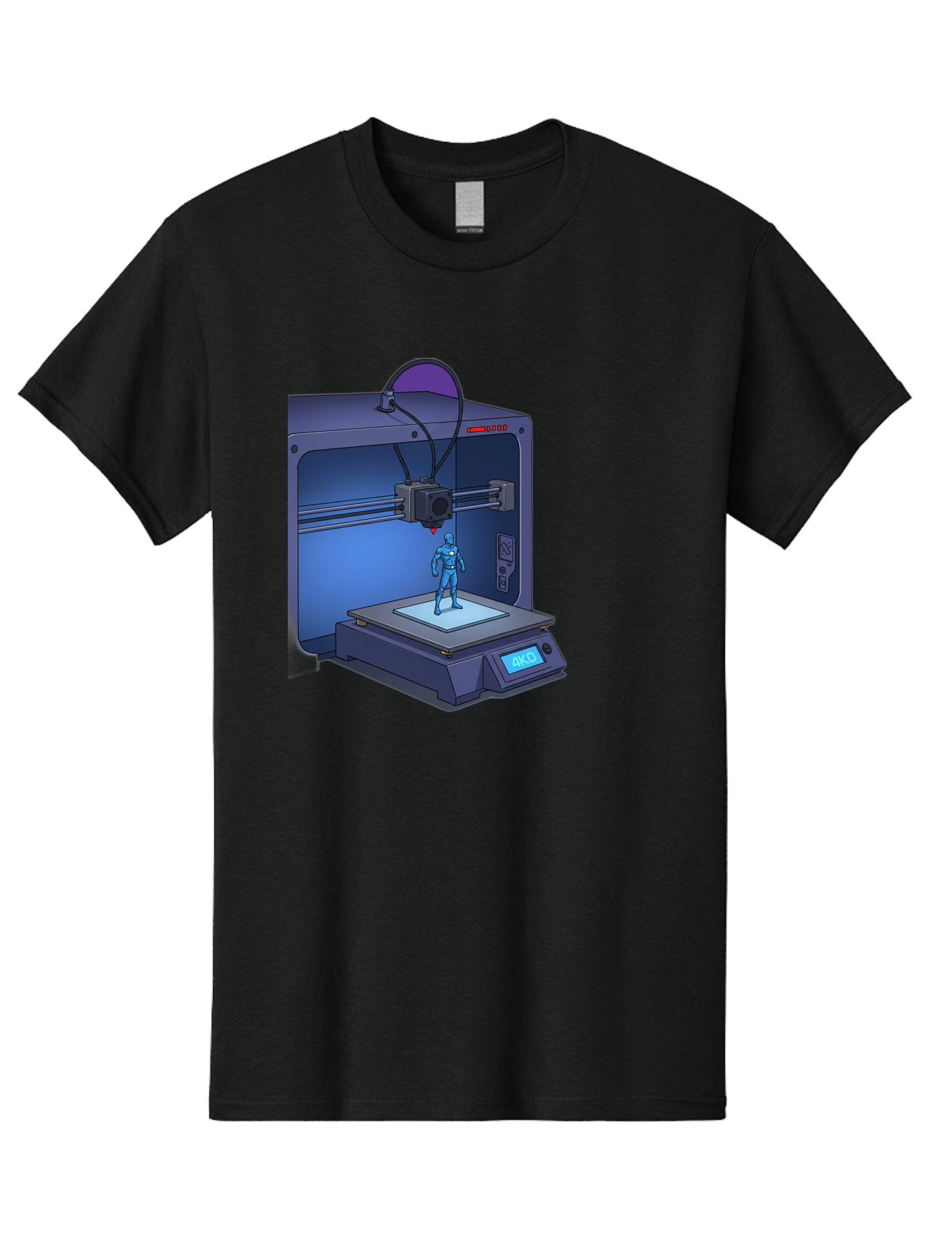 3D-Printer-10 Men'S Graphic Tee, 100% Cotton, Comfortable Casual Summer Wear, Machine Washable, 3D Printing Technology, Futuristic Design, Robotic Figure, Precise Manufacturing, Innovative Machinery, Additive Manufacturing, Ako Baa003