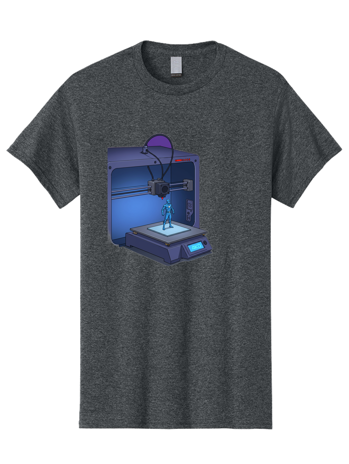 3D-Printer-10 Men'S Graphic Tee, 100% Cotton, Comfortable Casual Summer Wear, Machine Washable, 3D Printing Technology, Futuristic Design, Robotic Figure, Precise Manufacturing, Innovative Machinery, Additive Manufacturing, Ako Baa003