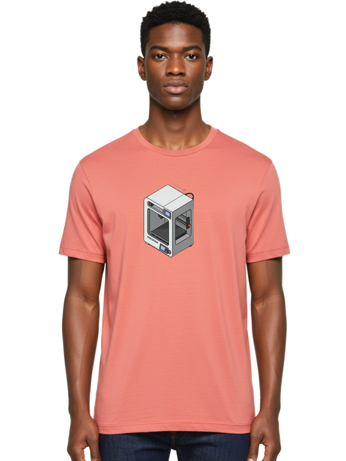 3D-Printer-11 Men'S Graphic Tee, 100% Cotton, Comfortable Casual Summer Wear, Machine Washable, 3D Printing Technology, Additive Manufacturing, Rapid Prototyping, Digital Fabrication, Futuristic Design, Modern Machinery, Precision Engineering, Baa004