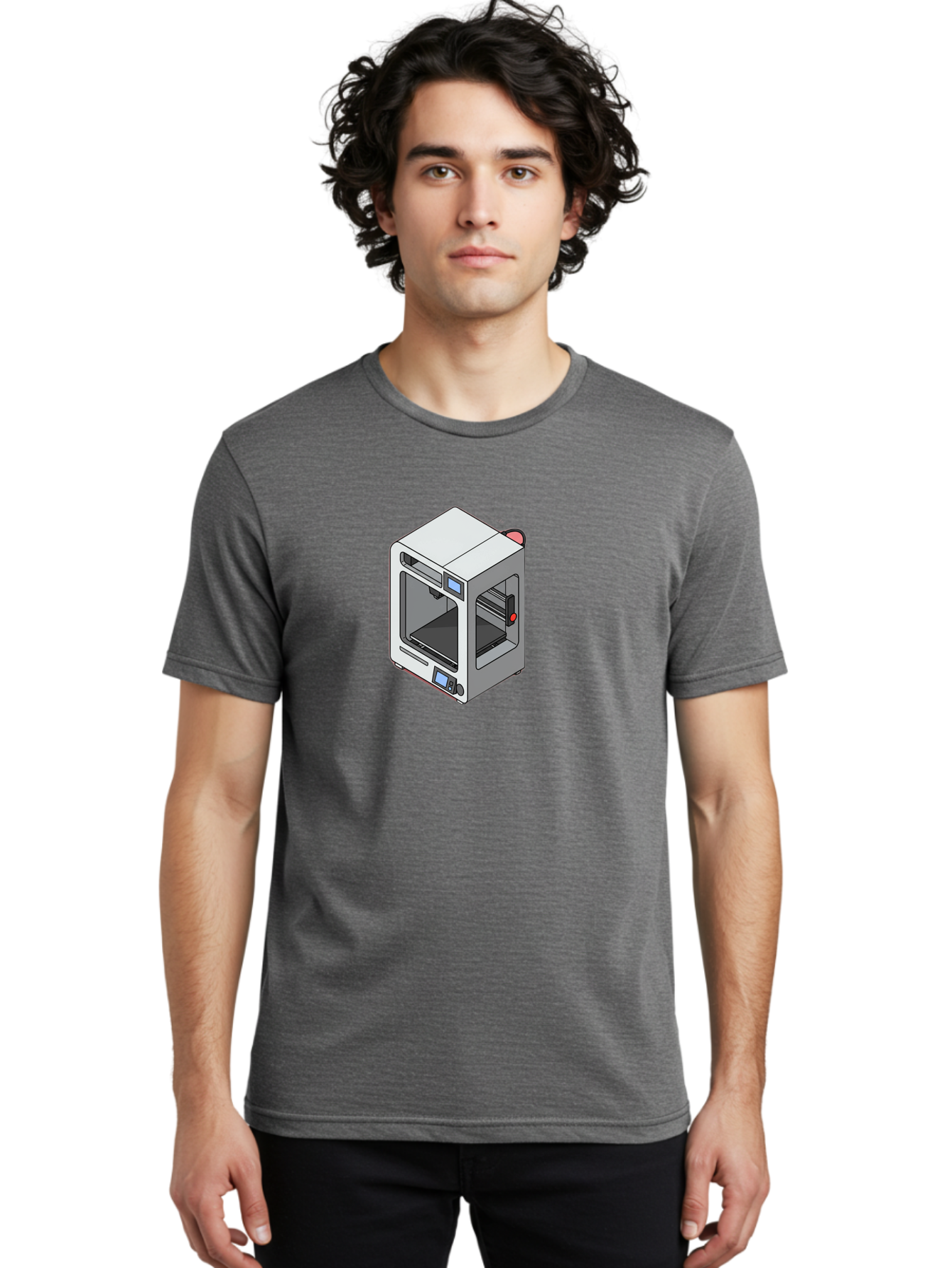 3D-Printer-11 Men'S Graphic Tee, 100% Cotton, Comfortable Casual Summer Wear, Machine Washable, 3D Printing Technology, Additive Manufacturing, Rapid Prototyping, Digital Fabrication, Futuristic Design, Modern Machinery, Precision Engineering, Baa004