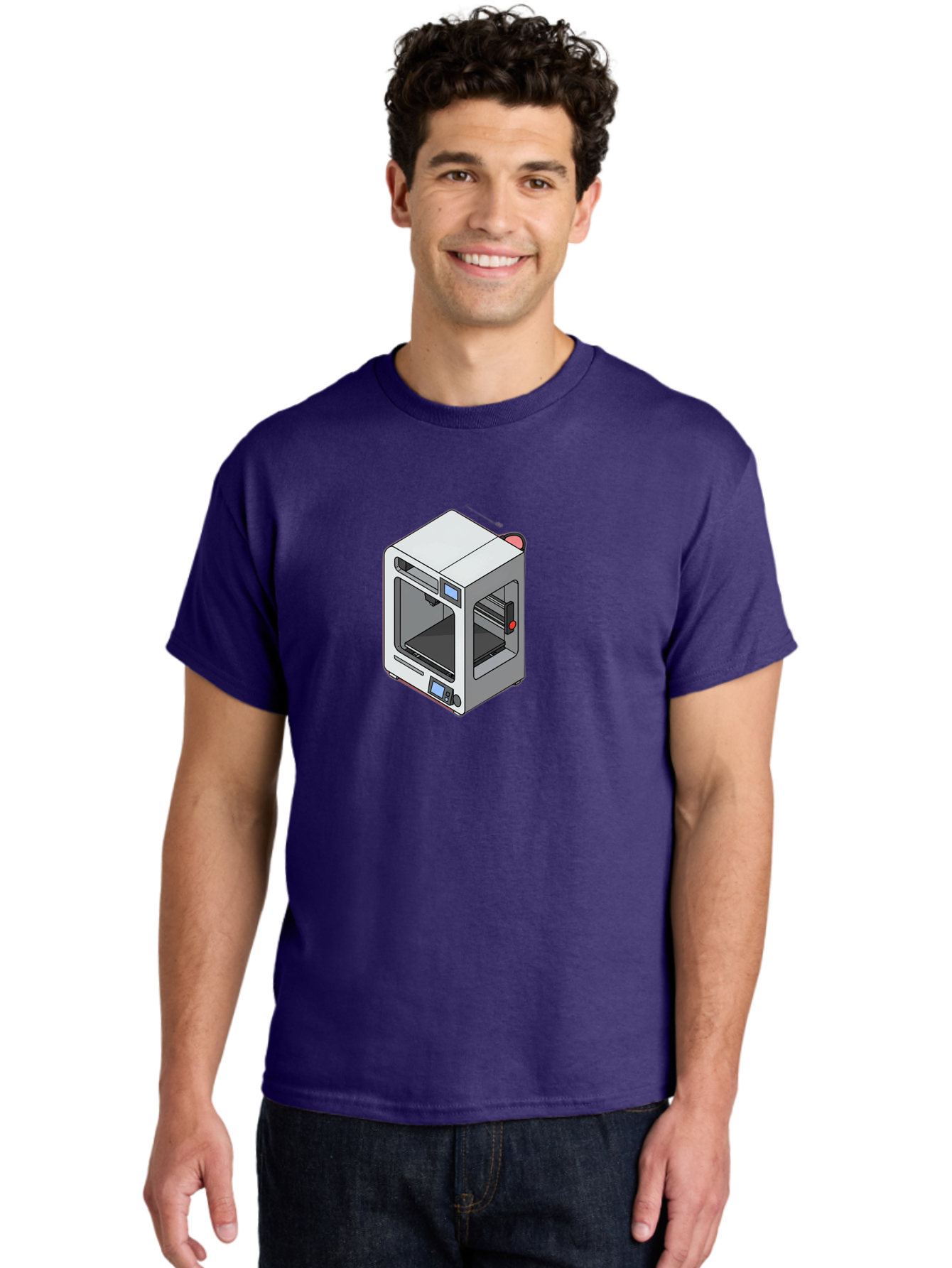 3D-Printer-11 Men'S Graphic Tee, 100% Cotton, Comfortable Casual Summer Wear, Machine Washable, 3D Printing Technology, Additive Manufacturing, Rapid Prototyping, Digital Fabrication, Futuristic Design, Modern Machinery, Precision Engineering, Baa004