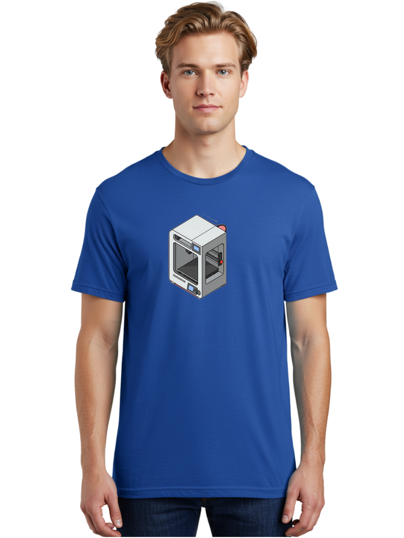 3D-Printer-11 Men'S Graphic Tee, 100% Cotton, Comfortable Casual Summer Wear, Machine Washable, 3D Printing Technology, Additive Manufacturing, Rapid Prototyping, Digital Fabrication, Futuristic Design, Modern Machinery, Precision Engineering, Baa004