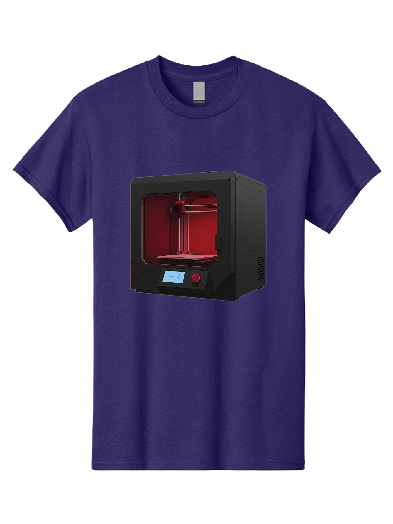 3D-Printer-12 Men'S Graphic Tee, 100% Cotton, Comfortable Casual Summer Wear, Machine Washable, 3D Printing Technology, Additive Manufacturing, Red Lit Interior, Digital Display, Control Panel, Futuristic Design, Precision Engineering, Baa005
