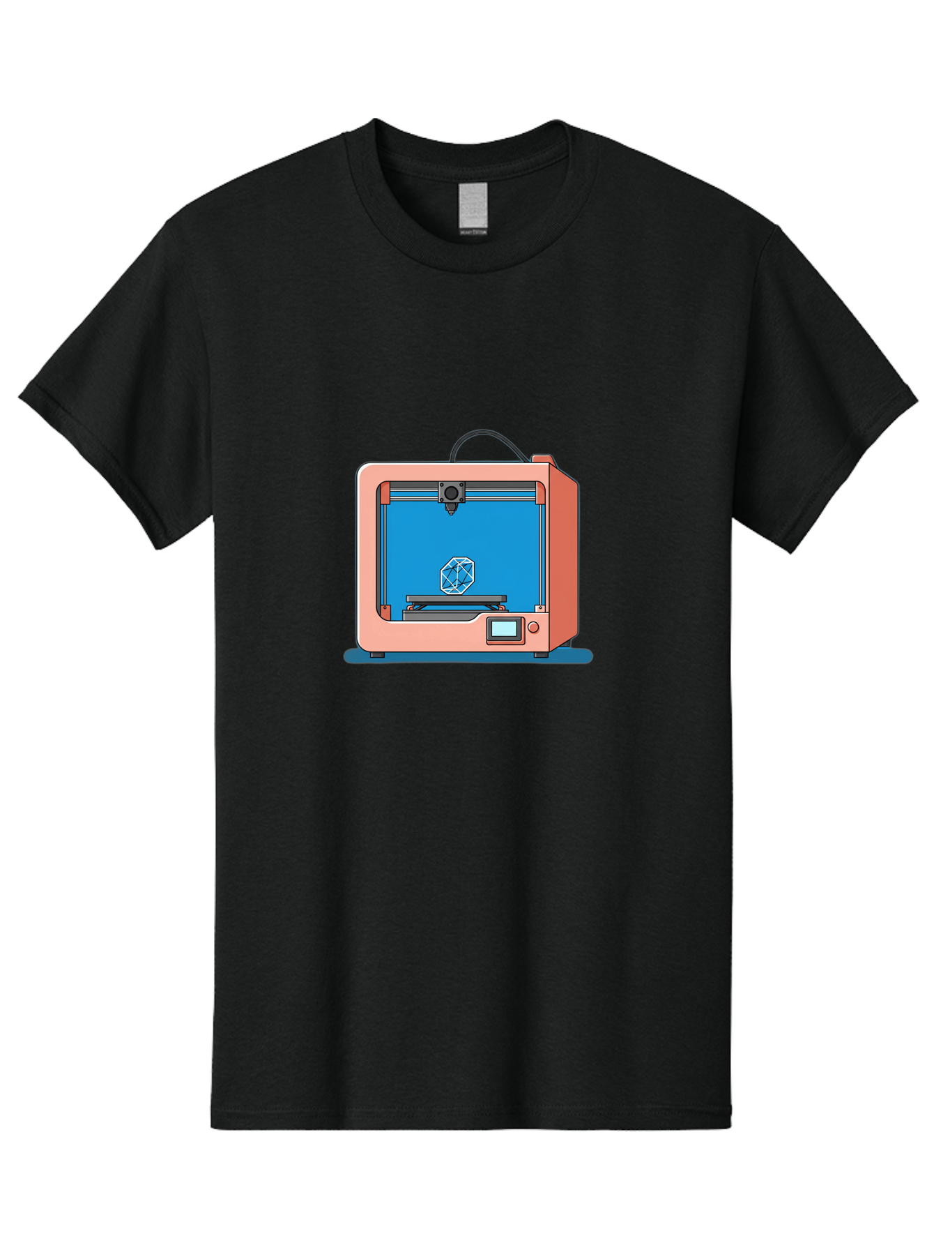 3D-Printer-13 Men'S Graphic Tee, 100% Cotton, Comfortable Casual Summer Wear, Machine Washable, 3D Printing Technology, Additive Manufacturing, Digital Fabrication, Prototype Development, Product Design, Geometric Object, 3D Modeling Baa006