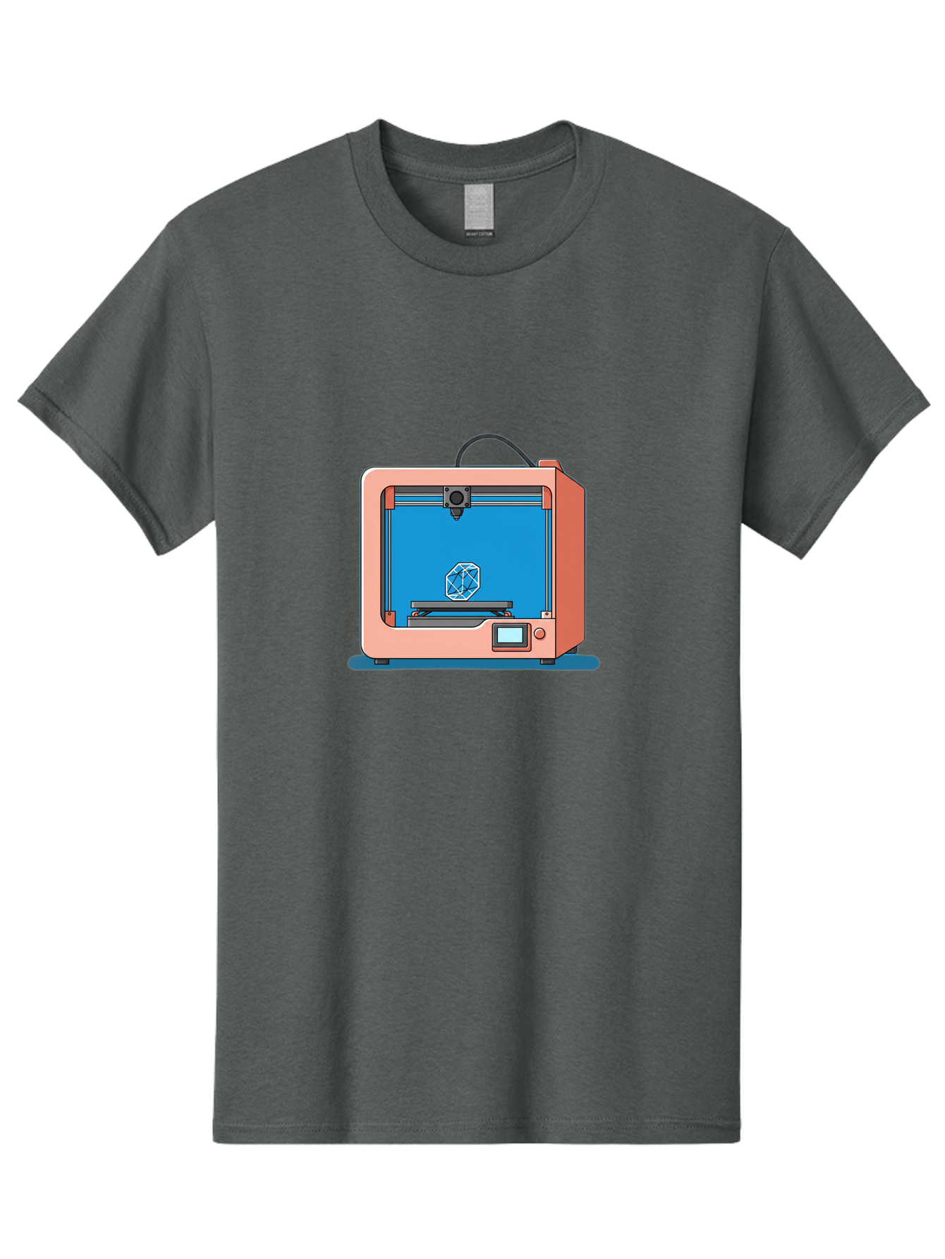 3D-Printer-13 Men'S Graphic Tee, 100% Cotton, Comfortable Casual Summer Wear, Machine Washable, 3D Printing Technology, Additive Manufacturing, Digital Fabrication, Prototype Development, Product Design, Geometric Object, 3D Modeling Baa006