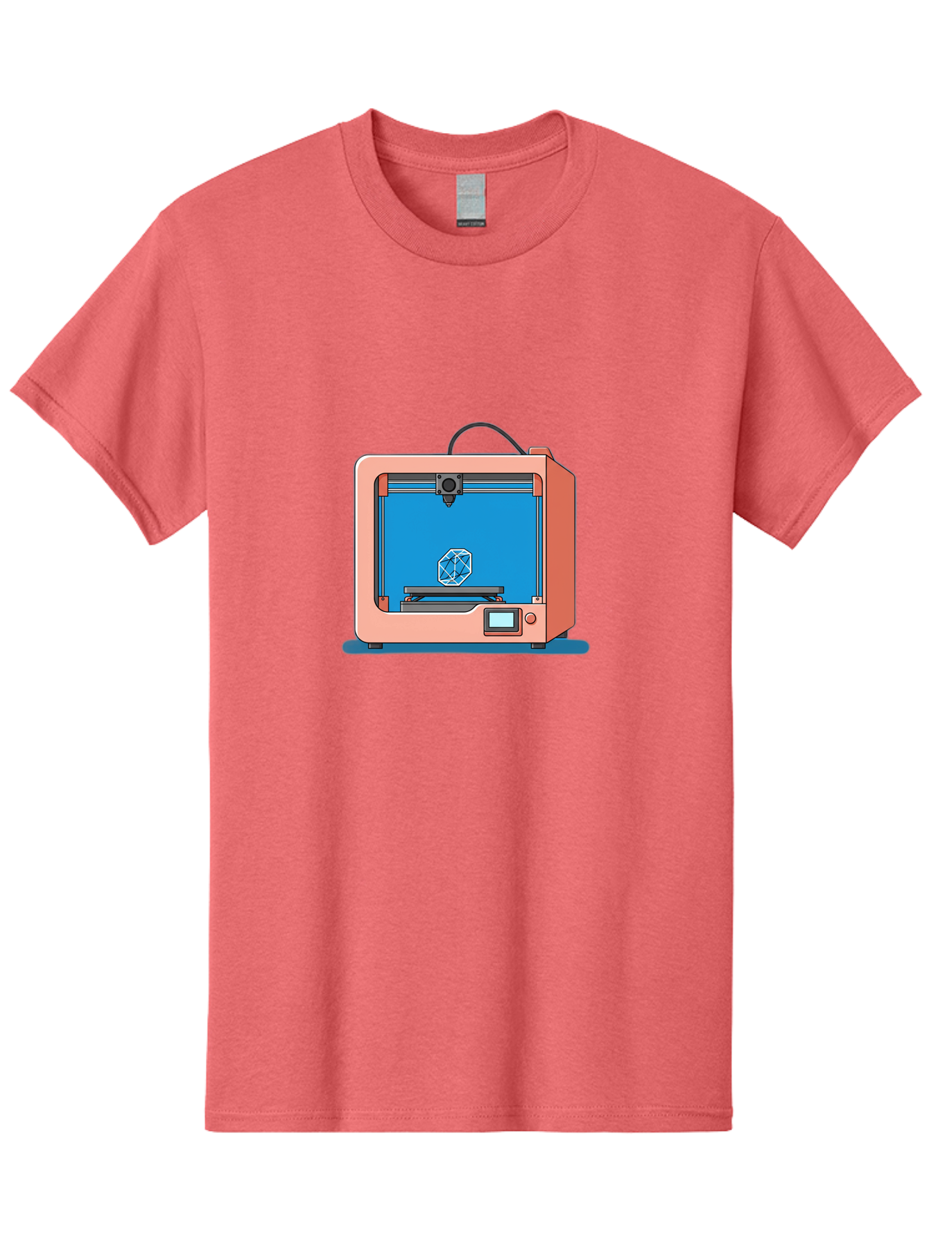 3D-Printer-13 Men'S Graphic Tee, 100% Cotton, Comfortable Casual Summer Wear, Machine Washable, 3D Printing Technology, Additive Manufacturing, Digital Fabrication, Prototype Development, Product Design, Geometric Object, 3D Modeling Baa006