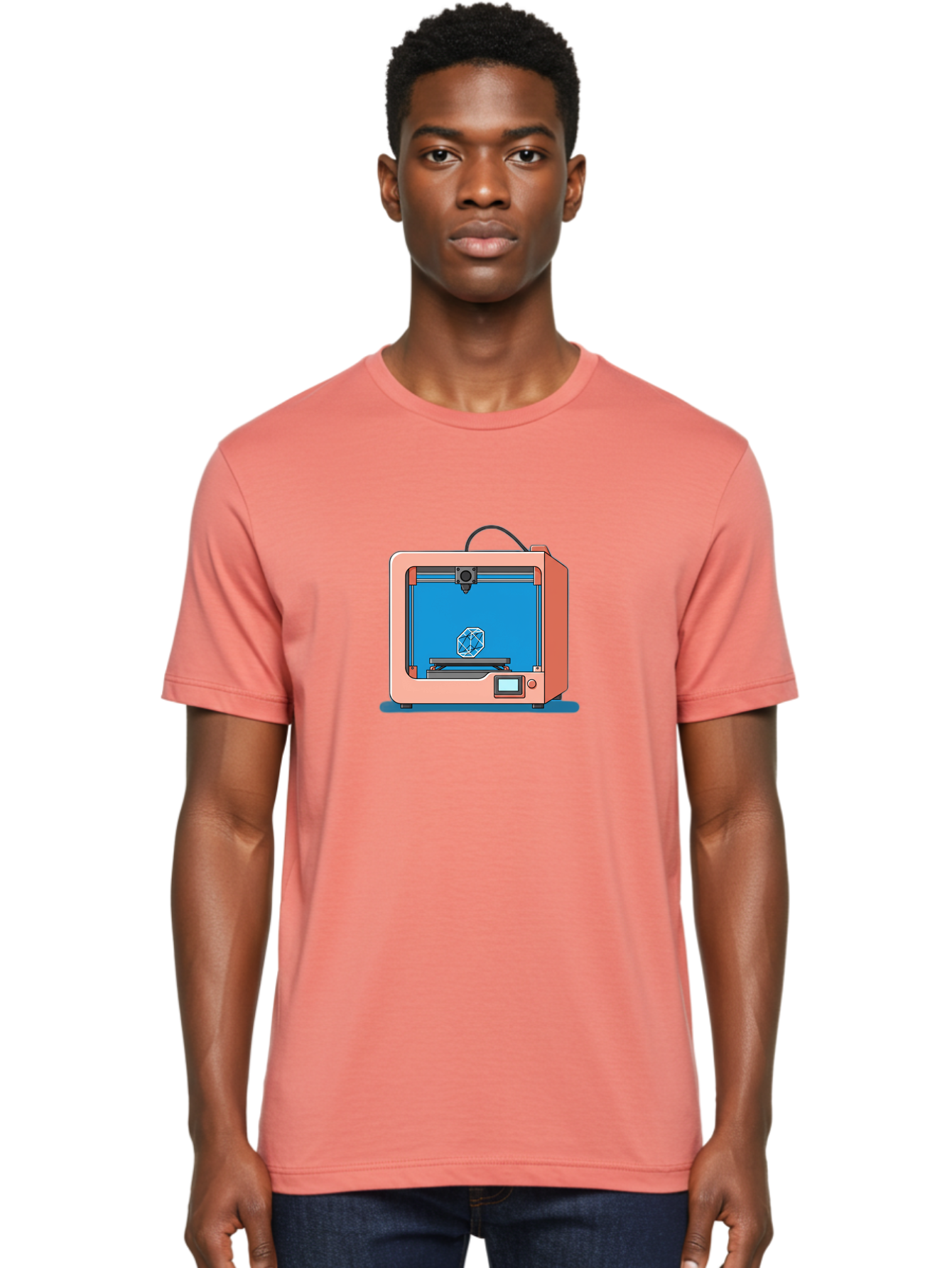 3D-Printer-13 Men'S Graphic Tee, 100% Cotton, Comfortable Casual Summer Wear, Machine Washable, 3D Printing Technology, Additive Manufacturing, Digital Fabrication, Prototype Development, Product Design, Geometric Object, 3D Modeling Baa006