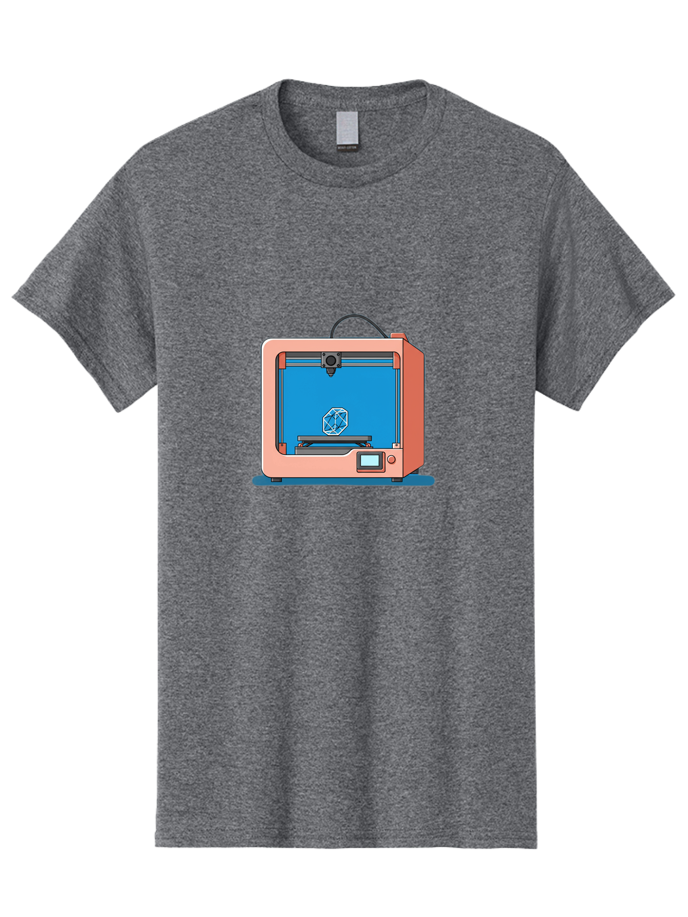 3D-Printer-13 Men'S Graphic Tee, 100% Cotton, Comfortable Casual Summer Wear, Machine Washable, 3D Printing Technology, Additive Manufacturing, Digital Fabrication, Prototype Development, Product Design, Geometric Object, 3D Modeling Baa006