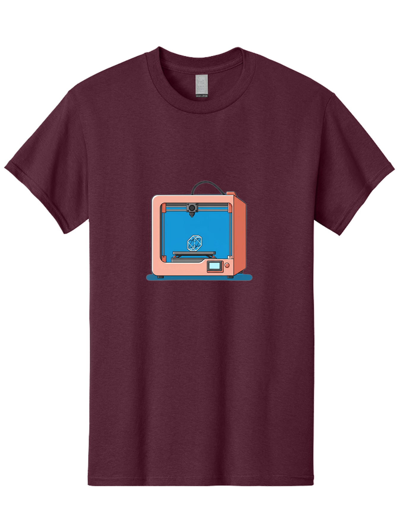 3D-Printer-13 Men'S Graphic Tee, 100% Cotton, Comfortable Casual Summer Wear, Machine Washable, 3D Printing Technology, Additive Manufacturing, Digital Fabrication, Prototype Development, Product Design, Geometric Object, 3D Modeling Baa006