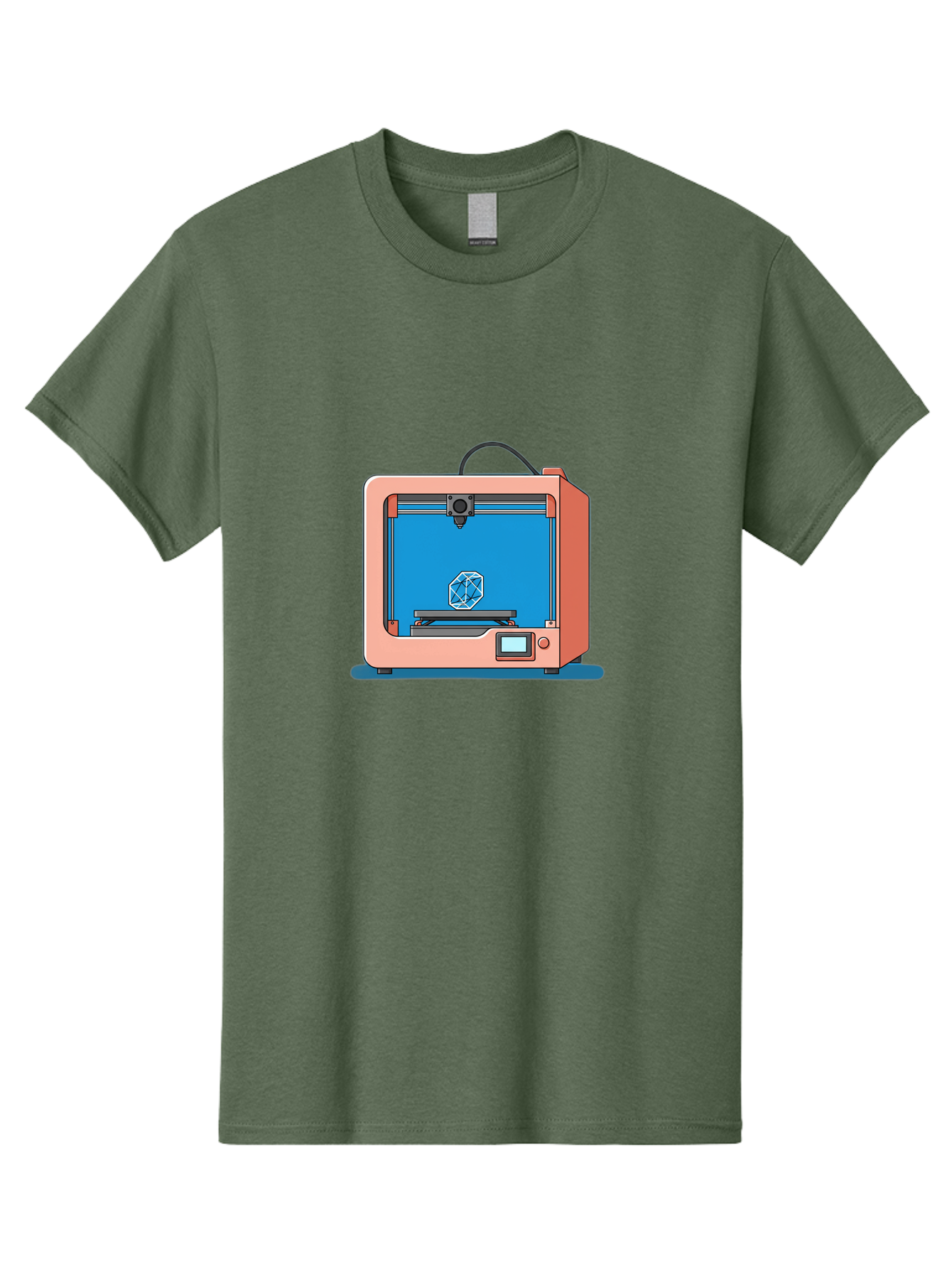 3D-Printer-13 Men'S Graphic Tee, 100% Cotton, Comfortable Casual Summer Wear, Machine Washable, 3D Printing Technology, Additive Manufacturing, Digital Fabrication, Prototype Development, Product Design, Geometric Object, 3D Modeling Baa006