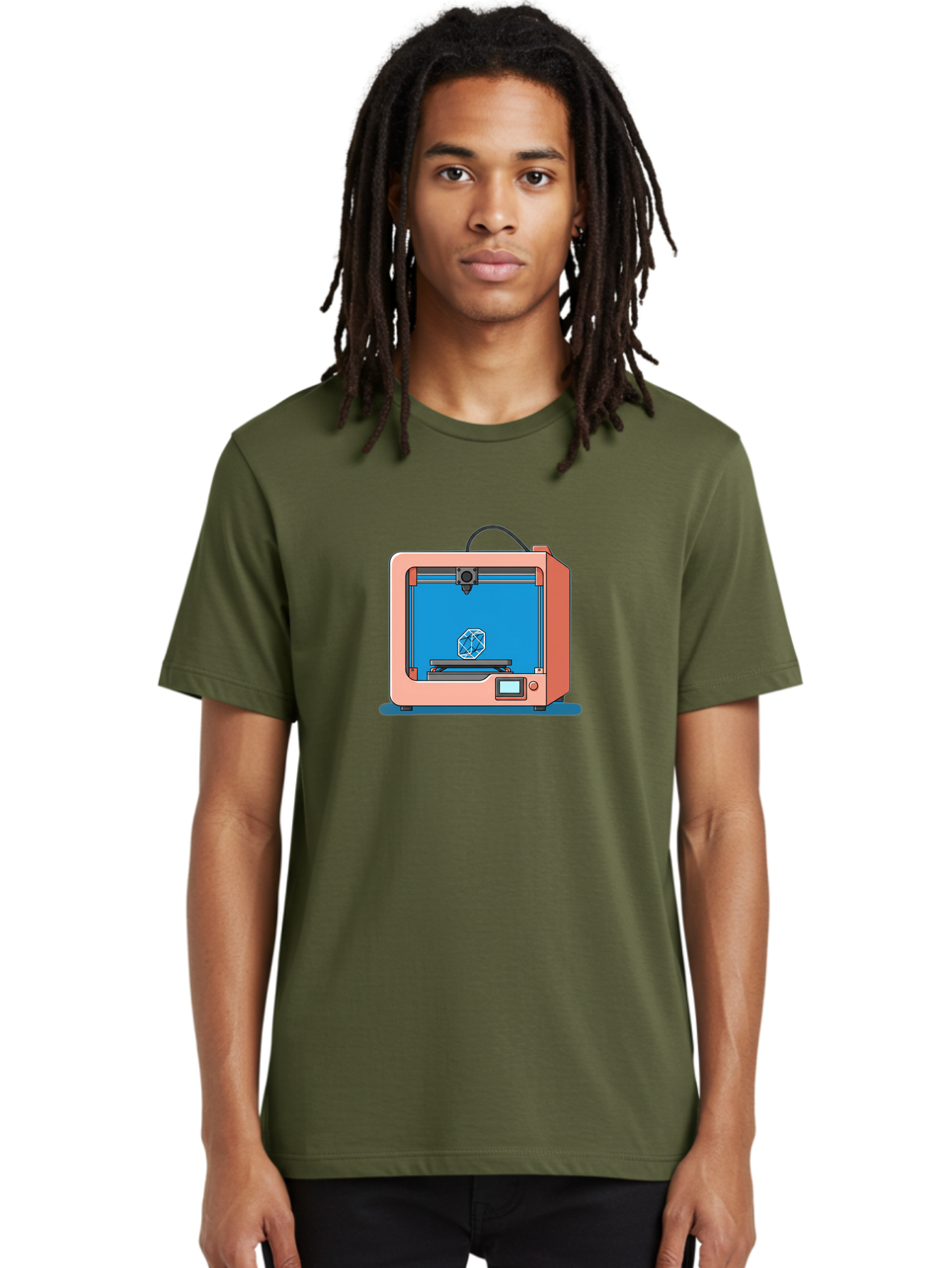 3D-Printer-13 Men'S Graphic Tee, 100% Cotton, Comfortable Casual Summer Wear, Machine Washable, 3D Printing Technology, Additive Manufacturing, Digital Fabrication, Prototype Development, Product Design, Geometric Object, 3D Modeling Baa006