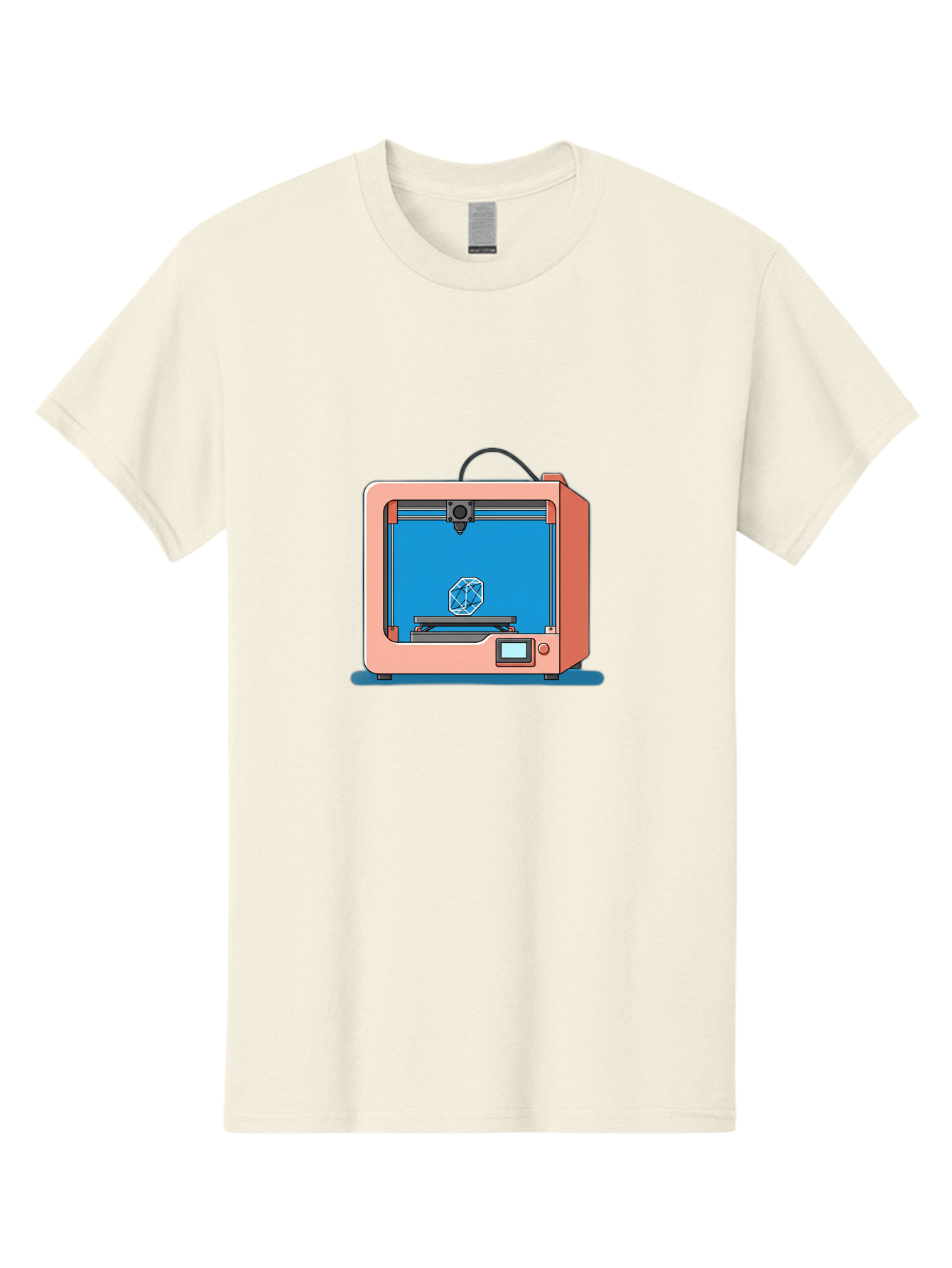 3D-Printer-13 Men'S Graphic Tee, 100% Cotton, Comfortable Casual Summer Wear, Machine Washable, 3D Printing Technology, Additive Manufacturing, Digital Fabrication, Prototype Development, Product Design, Geometric Object, 3D Modeling Baa006