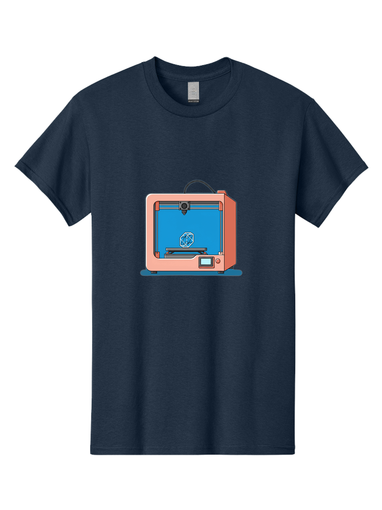 3D-Printer-13 Men'S Graphic Tee, 100% Cotton, Comfortable Casual Summer Wear, Machine Washable, 3D Printing Technology, Additive Manufacturing, Digital Fabrication, Prototype Development, Product Design, Geometric Object, 3D Modeling Baa006