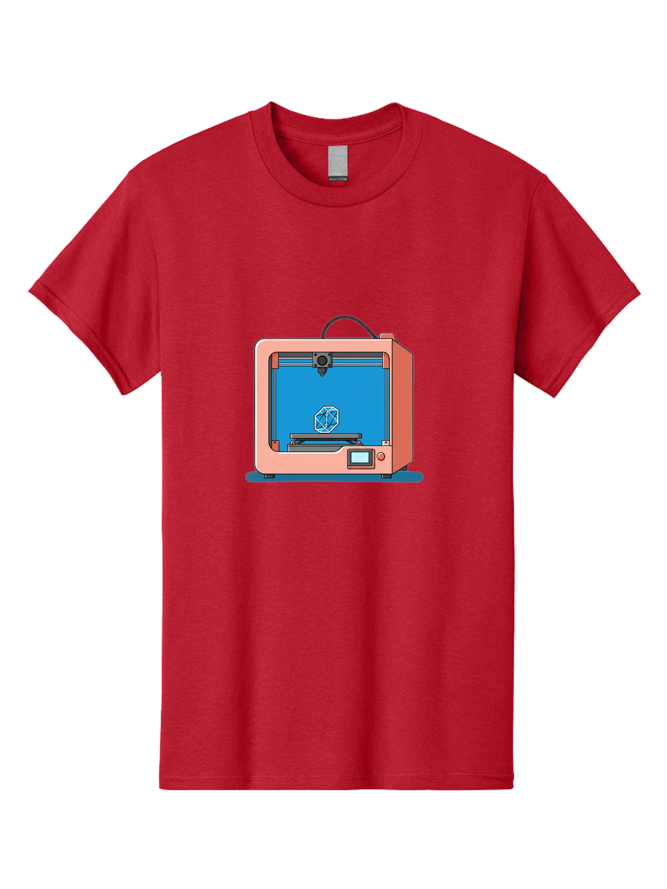 3D-Printer-13 Men'S Graphic Tee, 100% Cotton, Comfortable Casual Summer Wear, Machine Washable, 3D Printing Technology, Additive Manufacturing, Digital Fabrication, Prototype Development, Product Design, Geometric Object, 3D Modeling Baa006