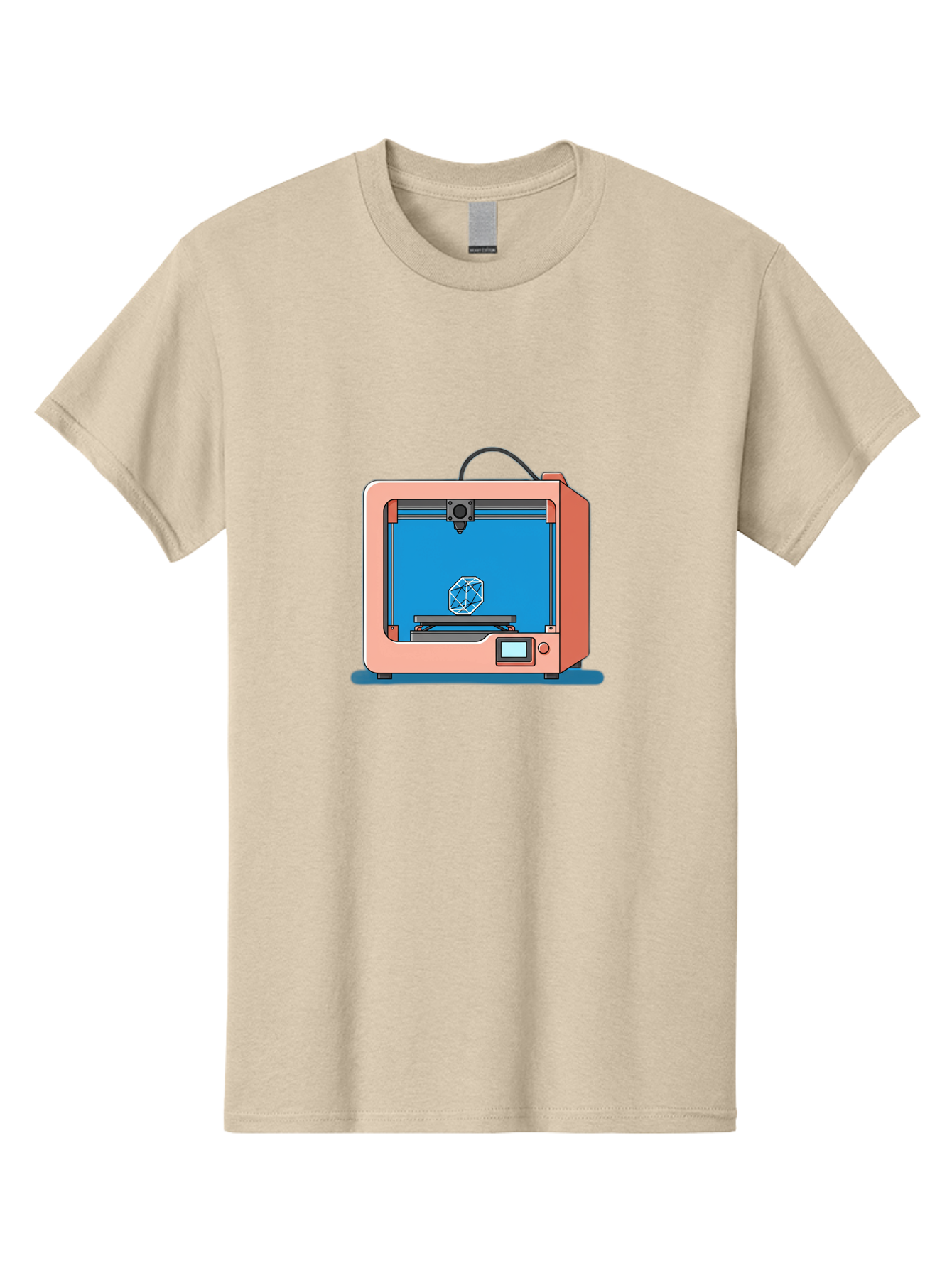 3D-Printer-13 Men'S Graphic Tee, 100% Cotton, Comfortable Casual Summer Wear, Machine Washable, 3D Printing Technology, Additive Manufacturing, Digital Fabrication, Prototype Development, Product Design, Geometric Object, 3D Modeling Baa006