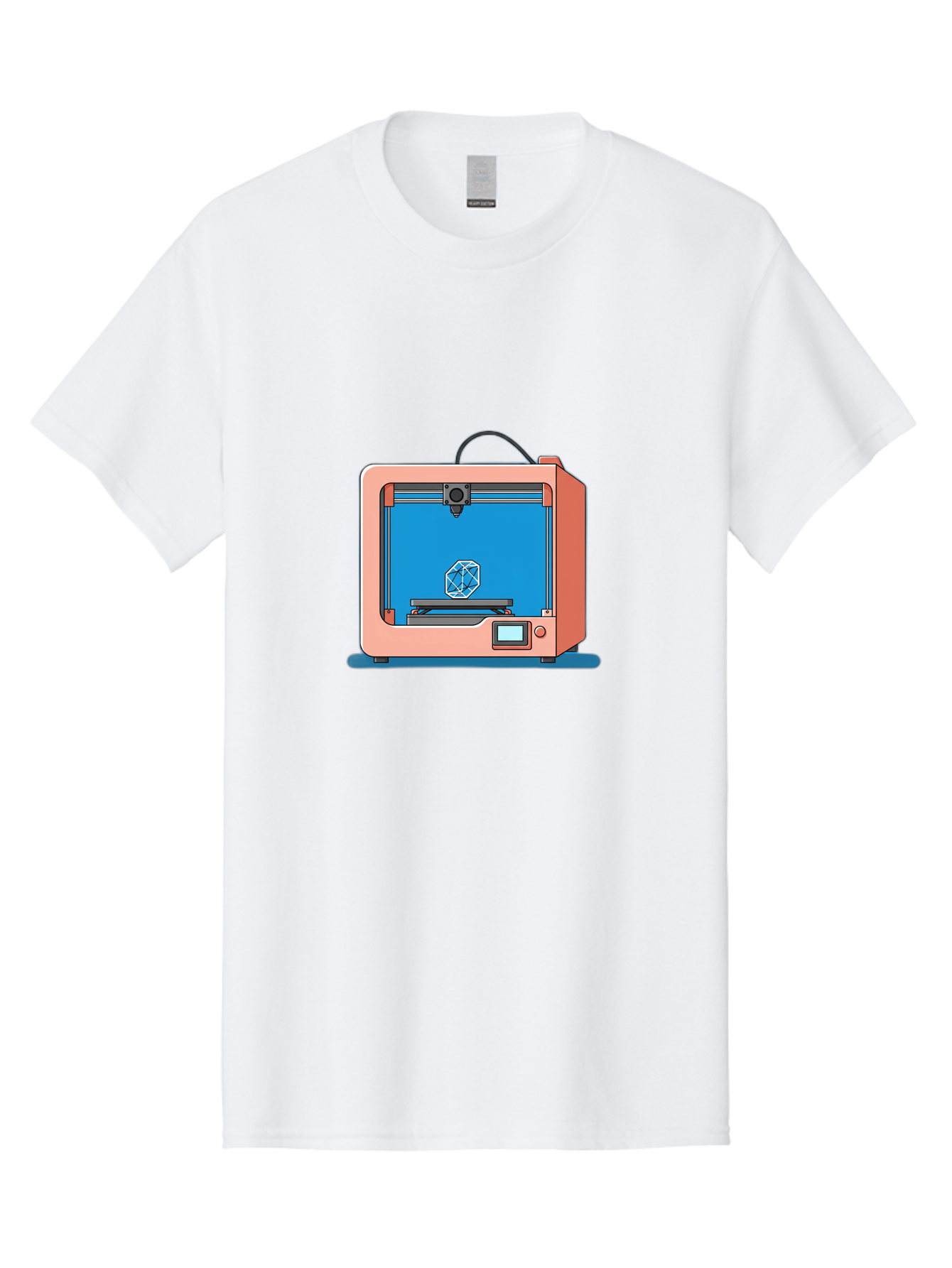 3D-Printer-13 Men'S Graphic Tee, 100% Cotton, Comfortable Casual Summer Wear, Machine Washable, 3D Printing Technology, Additive Manufacturing, Digital Fabrication, Prototype Development, Product Design, Geometric Object, 3D Modeling Baa006