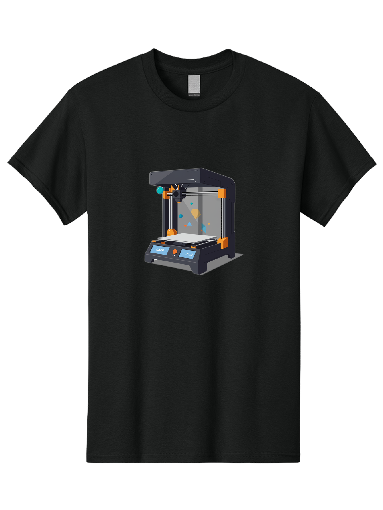 3D-Printer-14 Men'S Graphic Tee, 100% Cotton, Comfortable Casual Summer Wear, Machine Washable, 3D Printing Technology, Modern Manufacturing, Additive Manufacturing, Print Head, Build Platform, Capr, Grafit, Digital Fabrication, Baa007