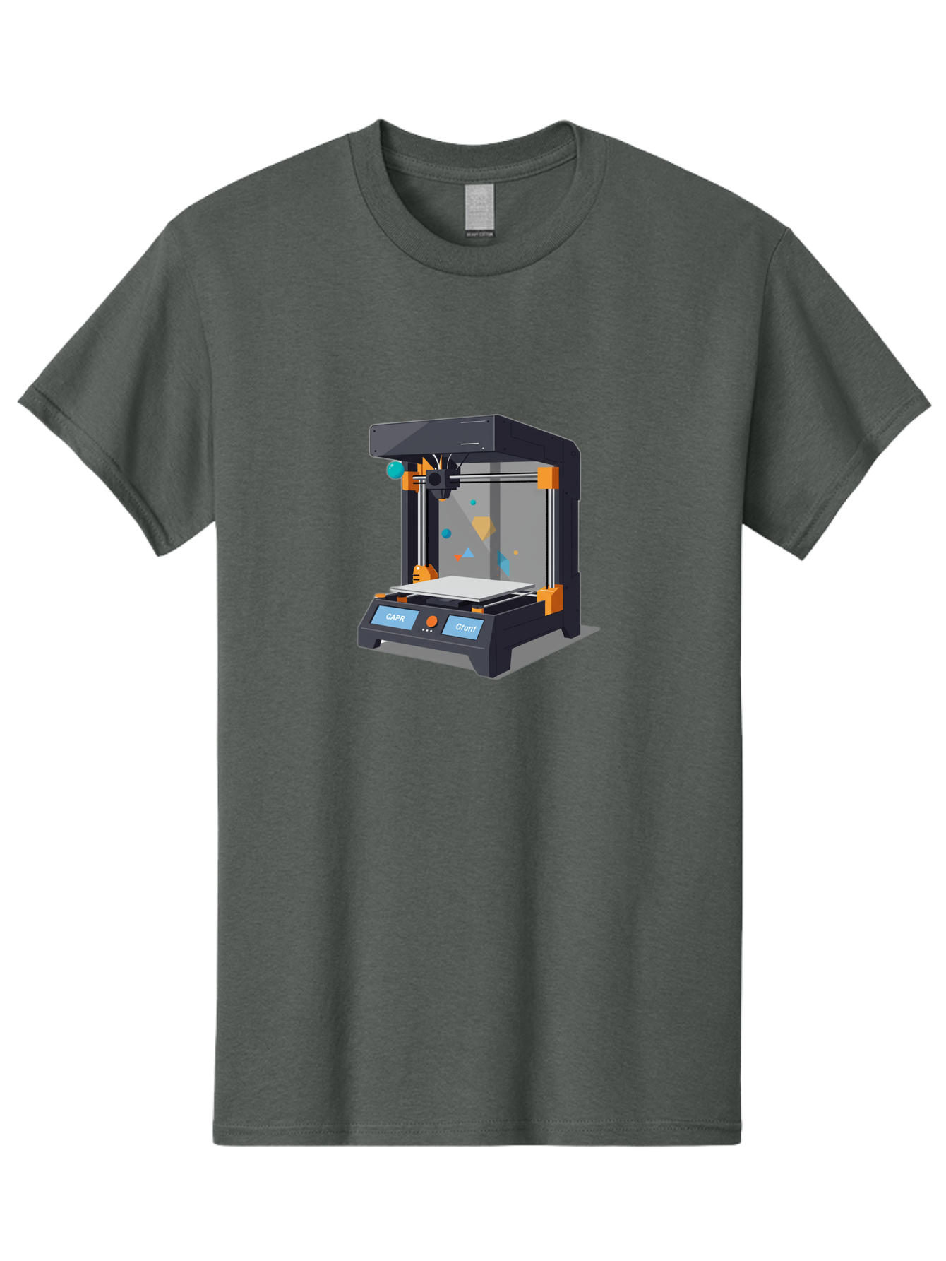 3D-Printer-14 Men'S Graphic Tee, 100% Cotton, Comfortable Casual Summer Wear, Machine Washable, 3D Printing Technology, Modern Manufacturing, Additive Manufacturing, Print Head, Build Platform, Capr, Grafit, Digital Fabrication, Baa007