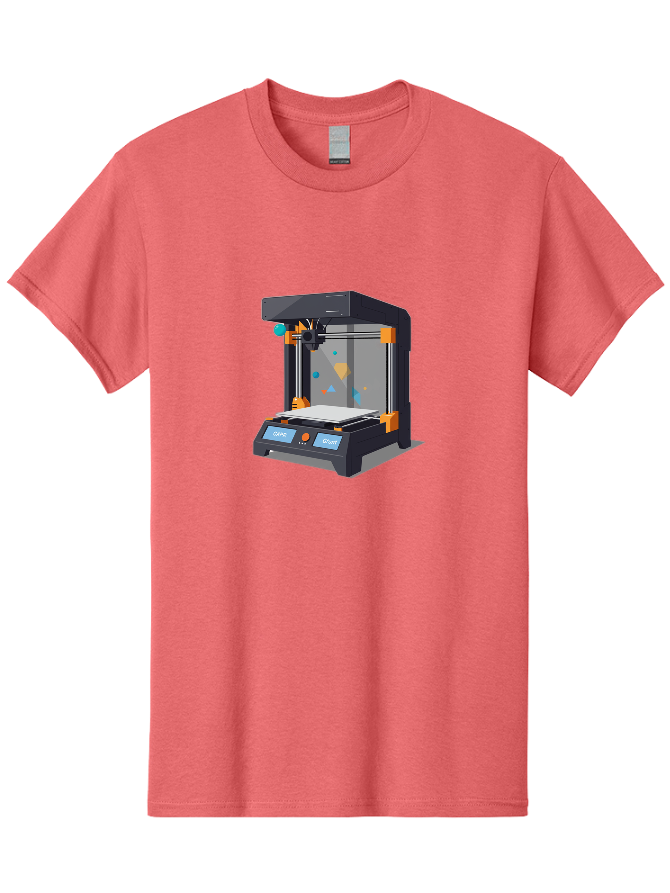3D-Printer-14 Men'S Graphic Tee, 100% Cotton, Comfortable Casual Summer Wear, Machine Washable, 3D Printing Technology, Modern Manufacturing, Additive Manufacturing, Print Head, Build Platform, Capr, Grafit, Digital Fabrication, Baa007