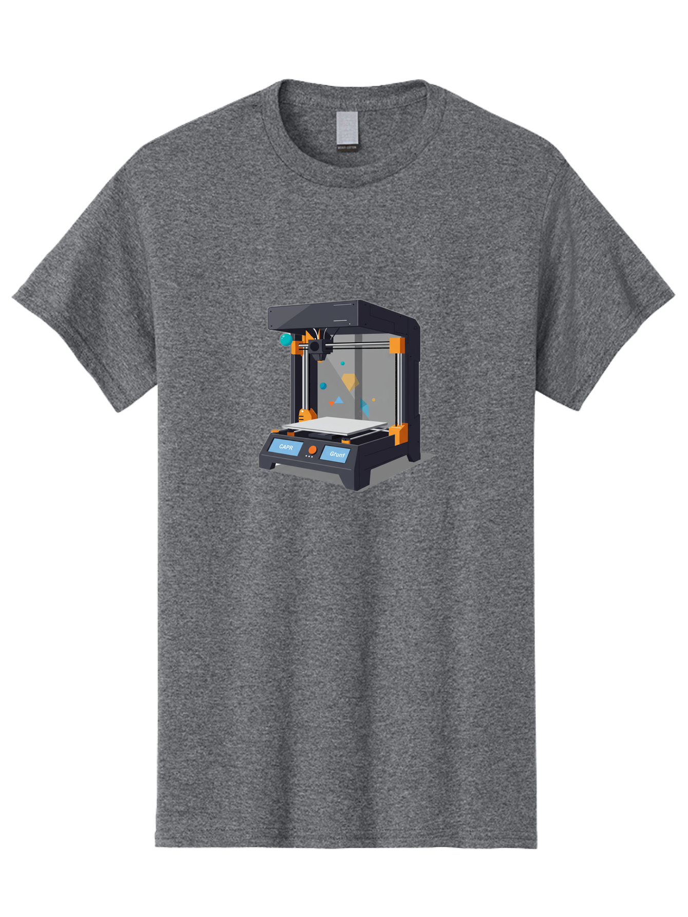 3D-Printer-14 Men'S Graphic Tee, 100% Cotton, Comfortable Casual Summer Wear, Machine Washable, 3D Printing Technology, Modern Manufacturing, Additive Manufacturing, Print Head, Build Platform, Capr, Grafit, Digital Fabrication, Baa007