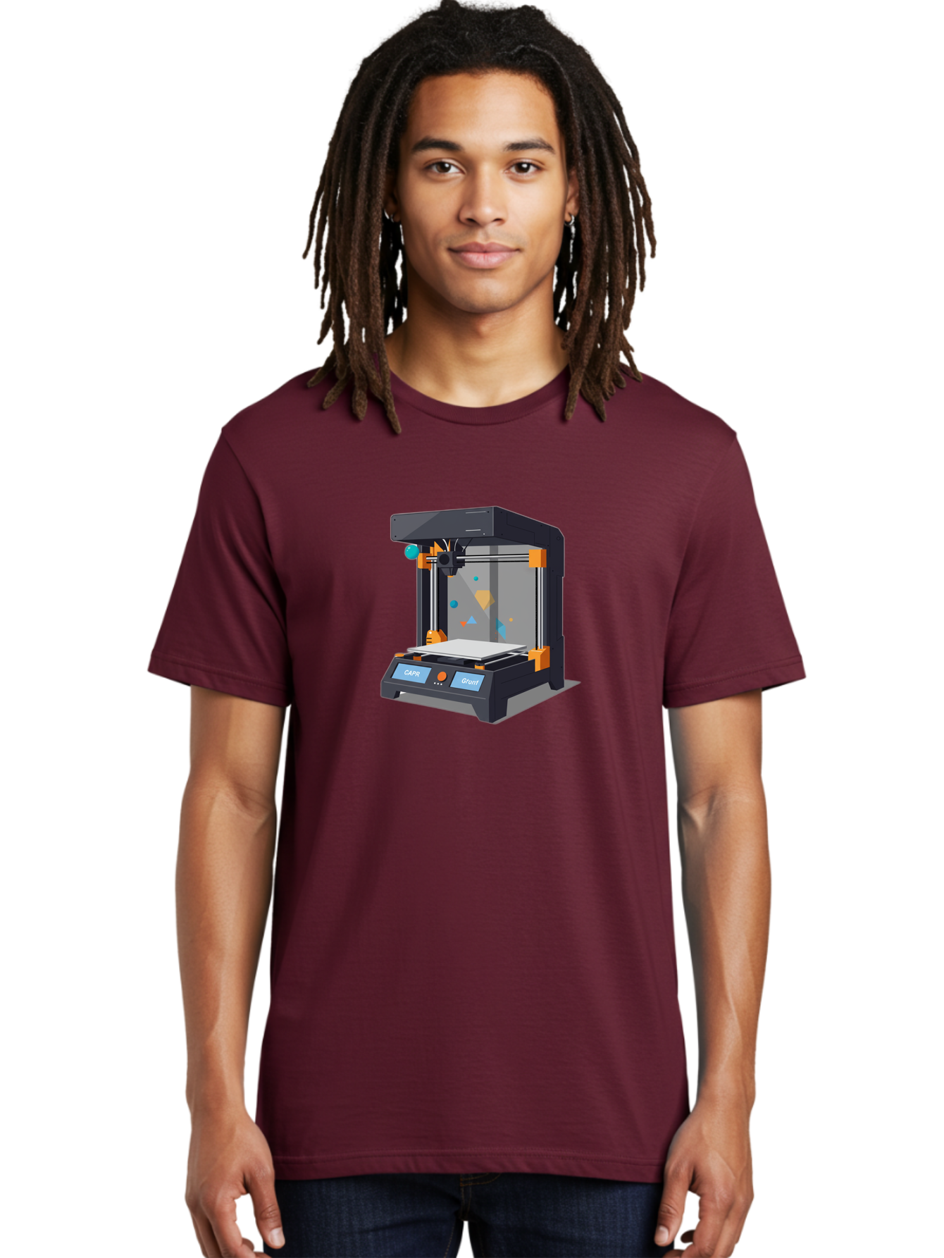 3D-Printer-14 Men'S Graphic Tee, 100% Cotton, Comfortable Casual Summer Wear, Machine Washable, 3D Printing Technology, Modern Manufacturing, Additive Manufacturing, Print Head, Build Platform, Capr, Grafit, Digital Fabrication, Baa007