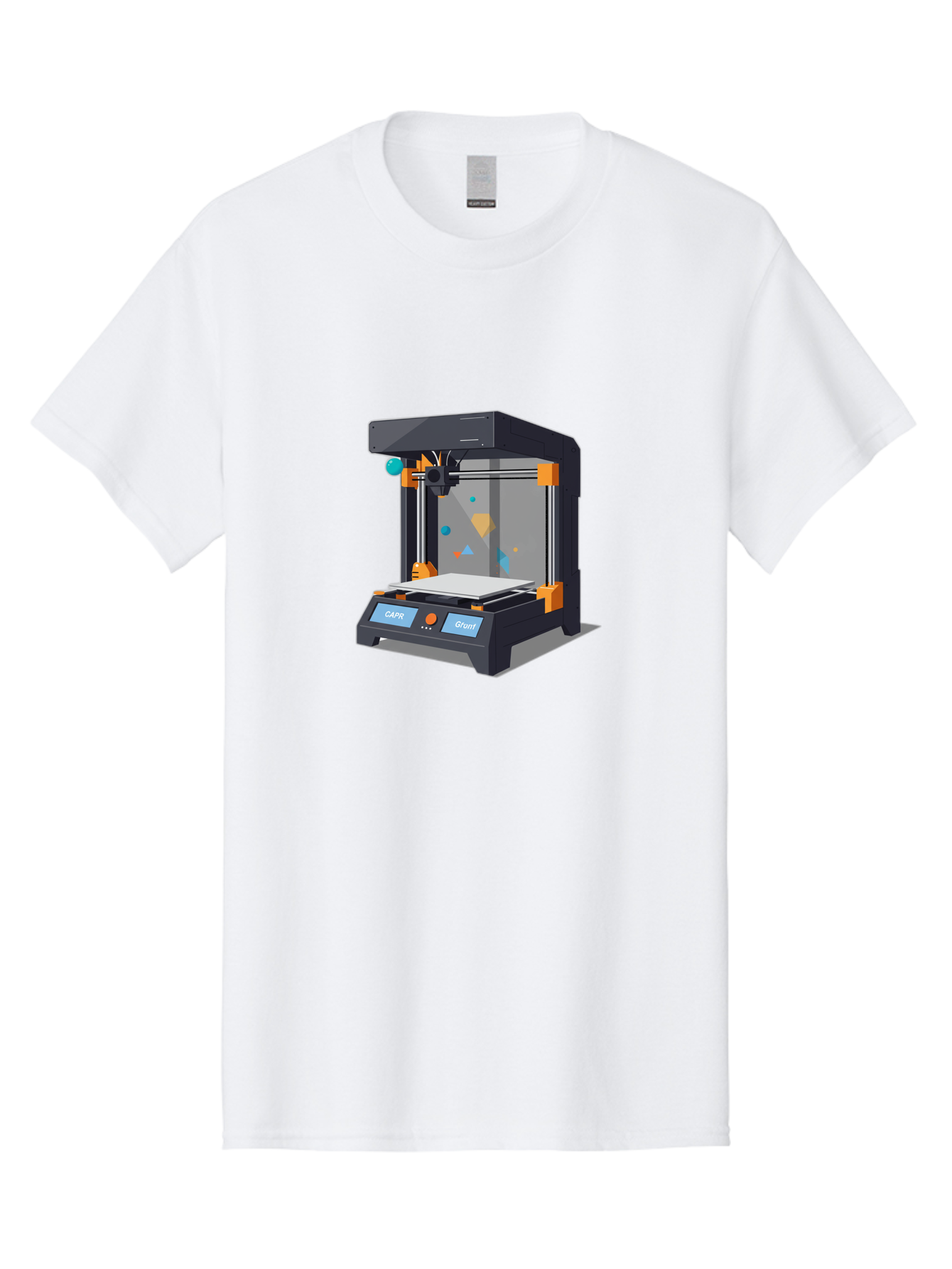 3D-Printer-14 Men'S Graphic Tee, 100% Cotton, Comfortable Casual Summer Wear, Machine Washable, 3D Printing Technology, Modern Manufacturing, Additive Manufacturing, Print Head, Build Platform, Capr, Grafit, Digital Fabrication, Baa007