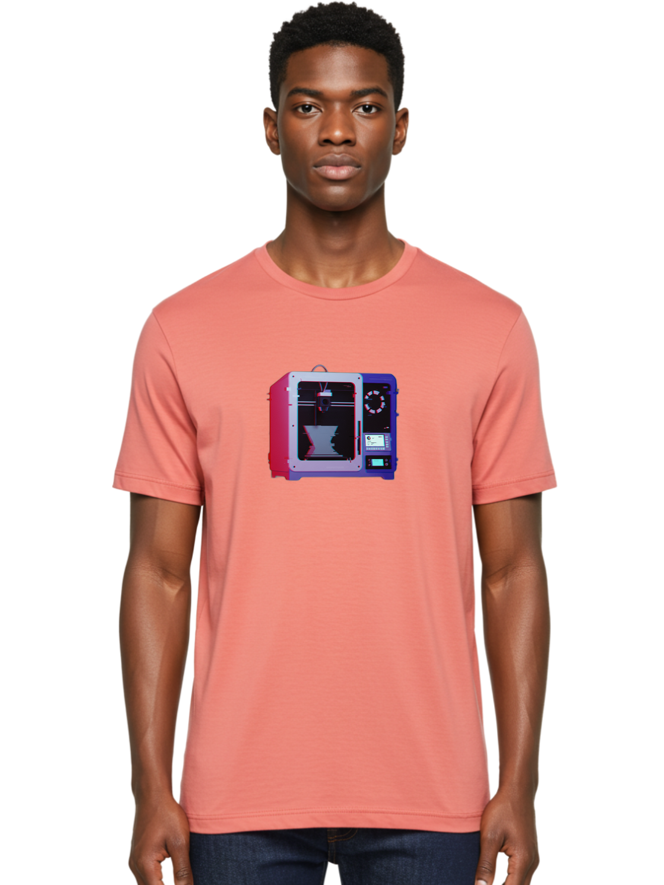 3D-Printer-15 Men'S Graphic Tee, 100% Cotton, Comfortable Casual Summer Wear, Machine Washable, 3D Printing Technology, Additive Manufacturing, Futuristic Design, Digital Fabrication, Rapid Prototyping, Custom Parts, Innovative Machinery Baa008