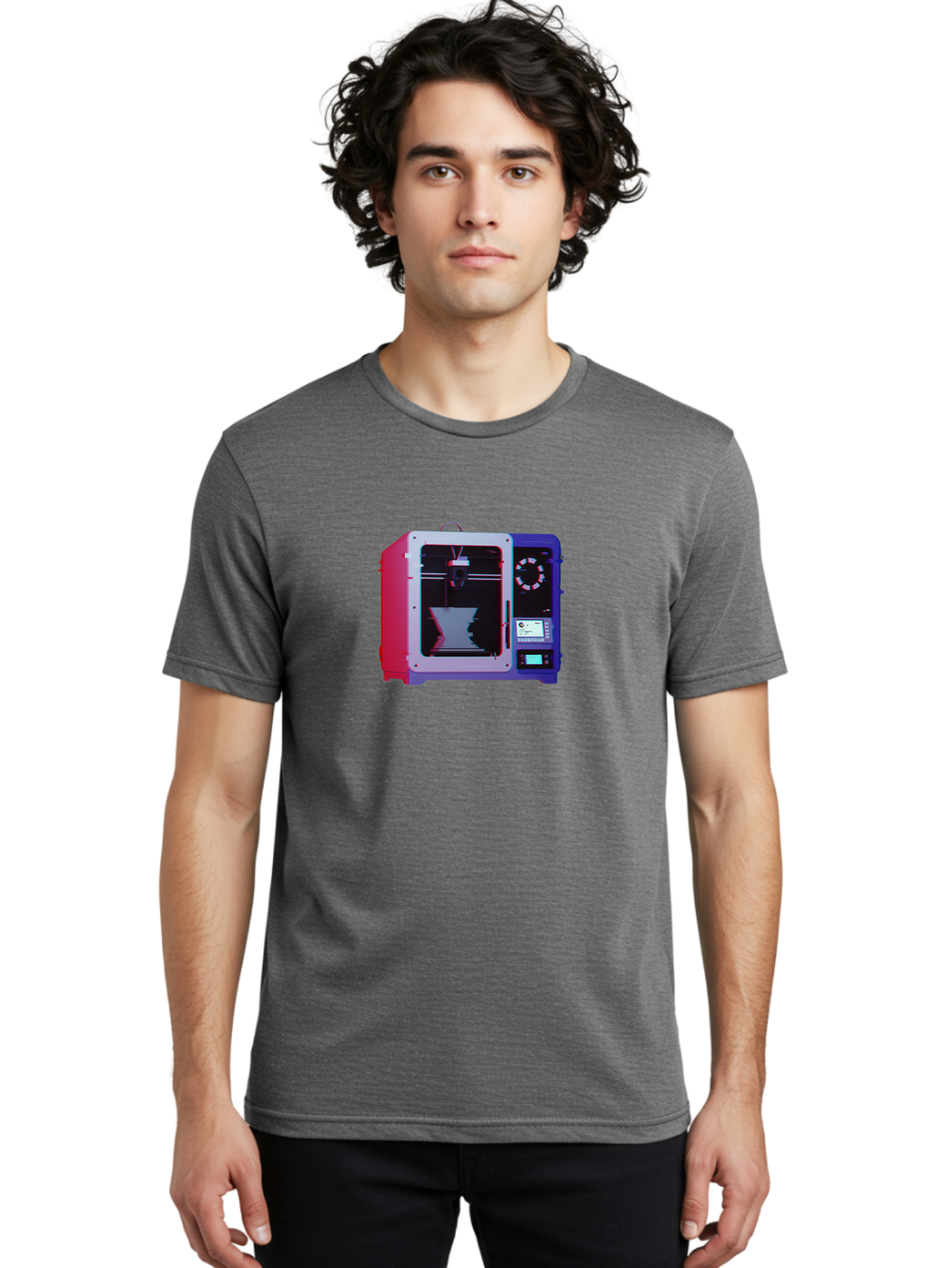 3D-Printer-15 Men'S Graphic Tee, 100% Cotton, Comfortable Casual Summer Wear, Machine Washable, 3D Printing Technology, Additive Manufacturing, Futuristic Design, Digital Fabrication, Rapid Prototyping, Custom Parts, Innovative Machinery Baa008