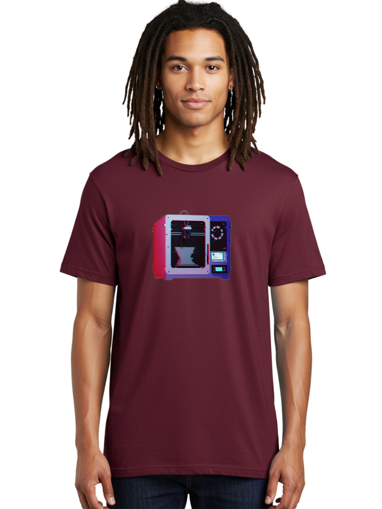 3D-Printer-15 Men'S Graphic Tee, 100% Cotton, Comfortable Casual Summer Wear, Machine Washable, 3D Printing Technology, Additive Manufacturing, Futuristic Design, Digital Fabrication, Rapid Prototyping, Custom Parts, Innovative Machinery Baa008
