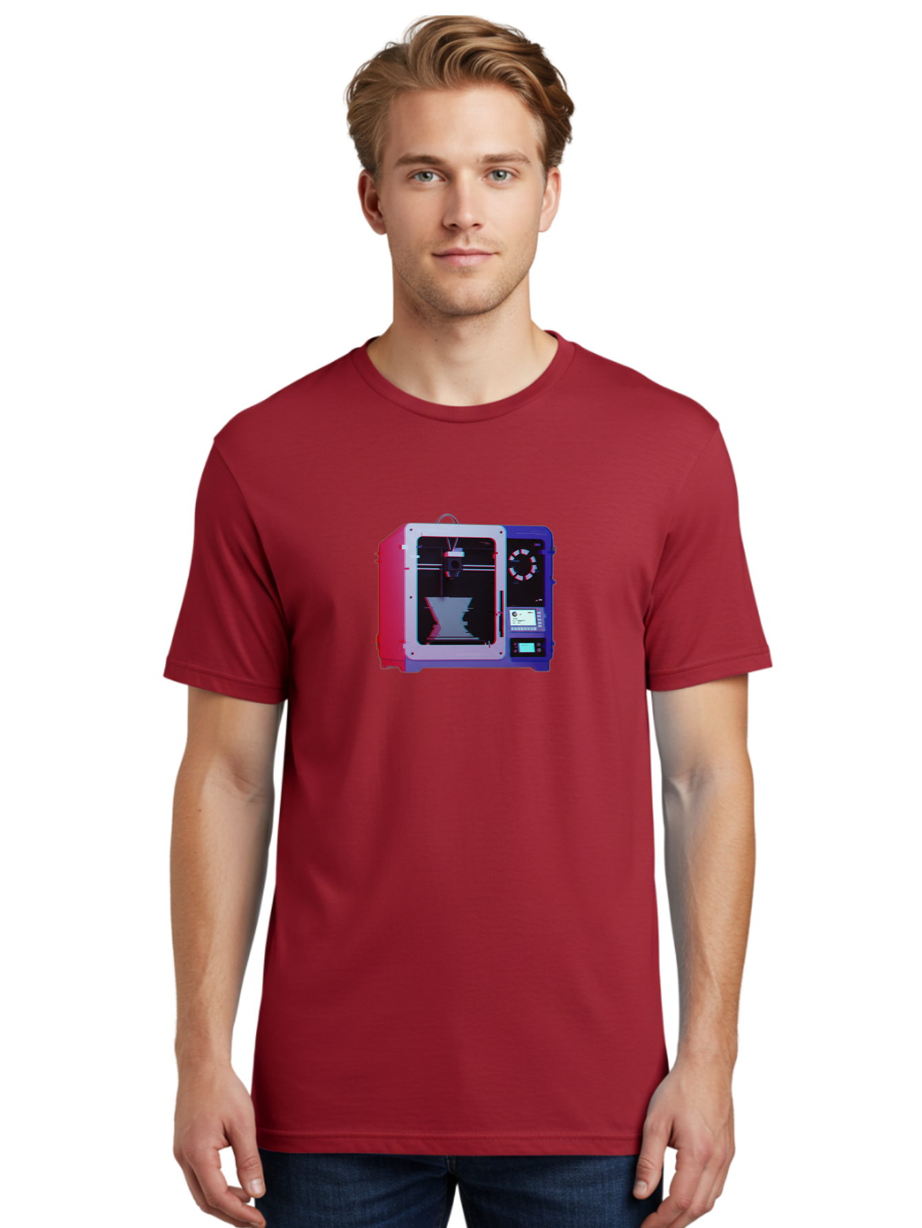 3D-Printer-15 Men'S Graphic Tee, 100% Cotton, Comfortable Casual Summer Wear, Machine Washable, 3D Printing Technology, Additive Manufacturing, Futuristic Design, Digital Fabrication, Rapid Prototyping, Custom Parts, Innovative Machinery Baa008