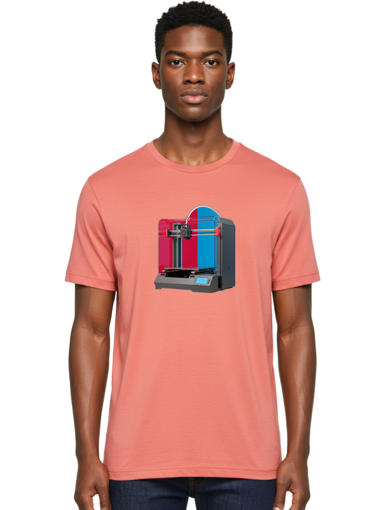 3D-Printer-16 Men'S Graphic Tee, 100% Cotton, Comfortable Casual Summer Wear, Machine Washable, 3D Printing Technology, Rapid Prototyping, Digital Fabrication, Additive Manufacturing, Printer Machine, Futuristic Design, Modern Innovation, Baa009