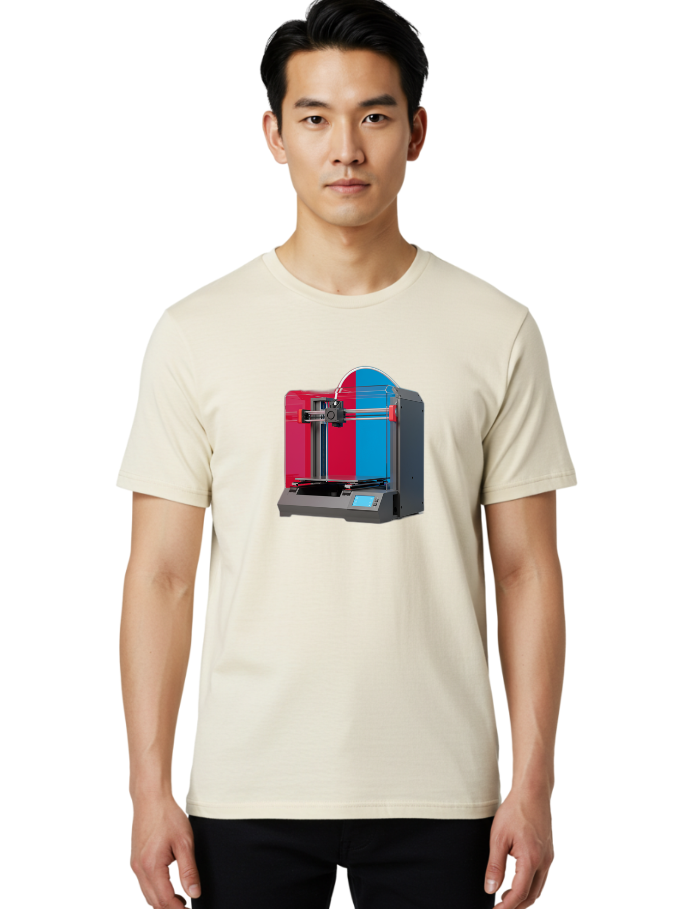 3D-Printer-16 Men'S Graphic Tee, 100% Cotton, Comfortable Casual Summer Wear, Machine Washable, 3D Printing Technology, Rapid Prototyping, Digital Fabrication, Additive Manufacturing, Printer Machine, Futuristic Design, Modern Innovation, Baa009