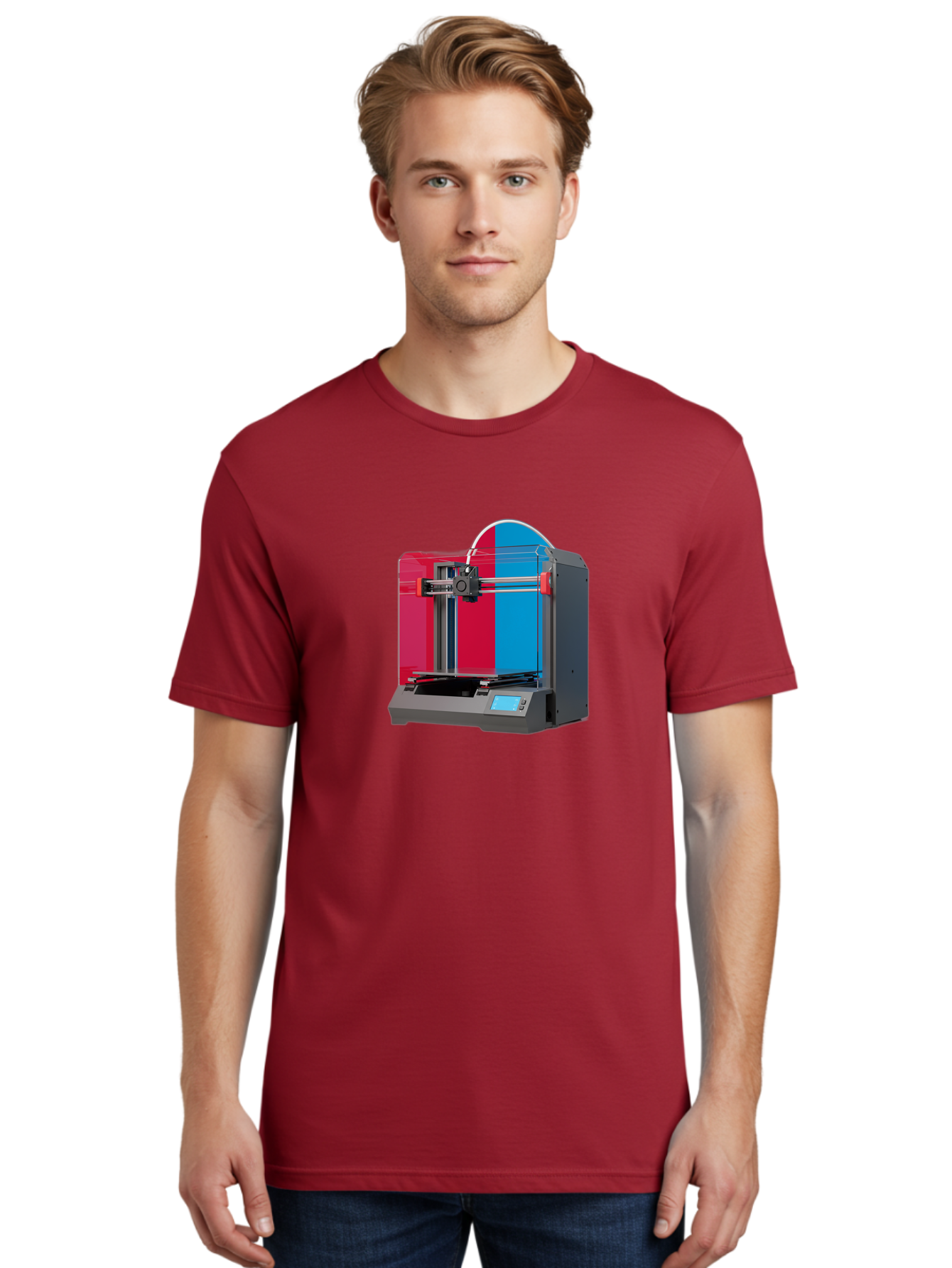 3D-Printer-16 Men'S Graphic Tee, 100% Cotton, Comfortable Casual Summer Wear, Machine Washable, 3D Printing Technology, Rapid Prototyping, Digital Fabrication, Additive Manufacturing, Printer Machine, Futuristic Design, Modern Innovation, Baa009