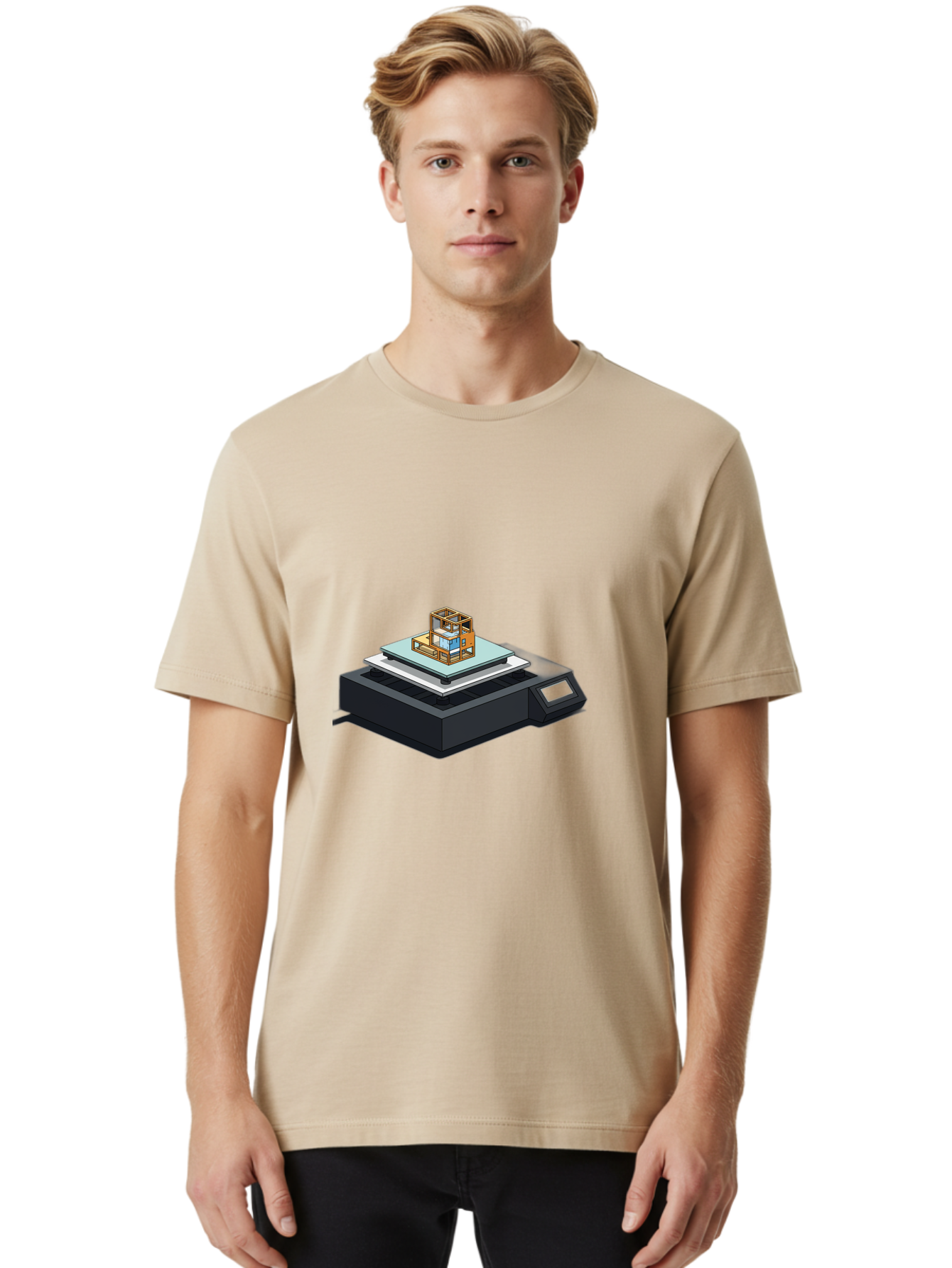 3D-Printer-19 Men'S Graphic Tee, 100% Cotton, Comfortable Casual Summer Wear, Machine Washable, 3D Printing Technology, Additive Manufacturing, Prototype Development, Rapid Prototyping, 3D Modeling, Futuristic Design, Innovative Printing, Baa012