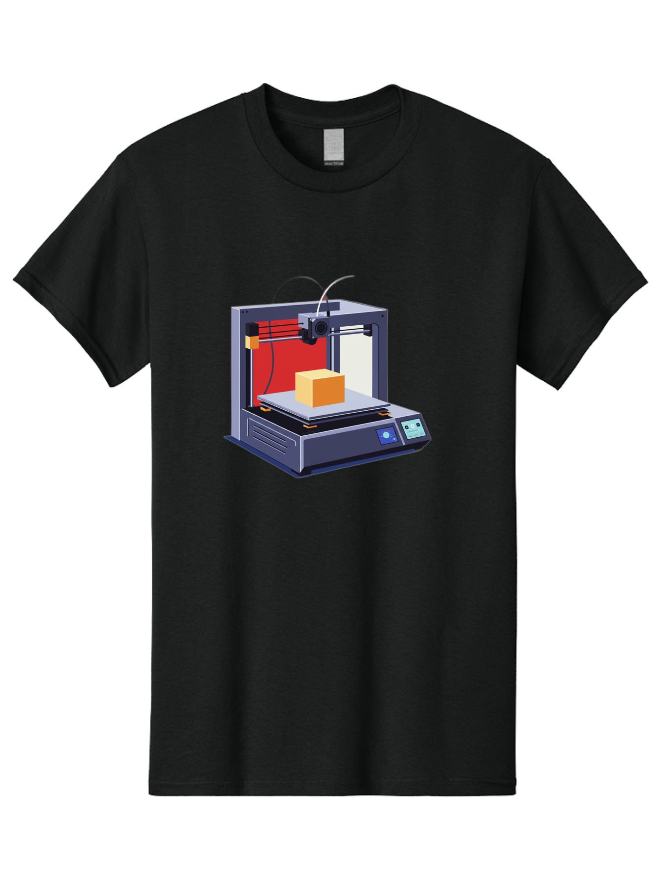 3D-Printer-2 Men'S Graphic Tee, 100% Cotton, Comfortable Casual Summer Wear, Machine Washable, 3D Printing Technology, Additive Manufacturing, Printed Cube, Digital Fabrication, Rapid Prototyping, Industrial Innovation, Futuristic Design Baa013