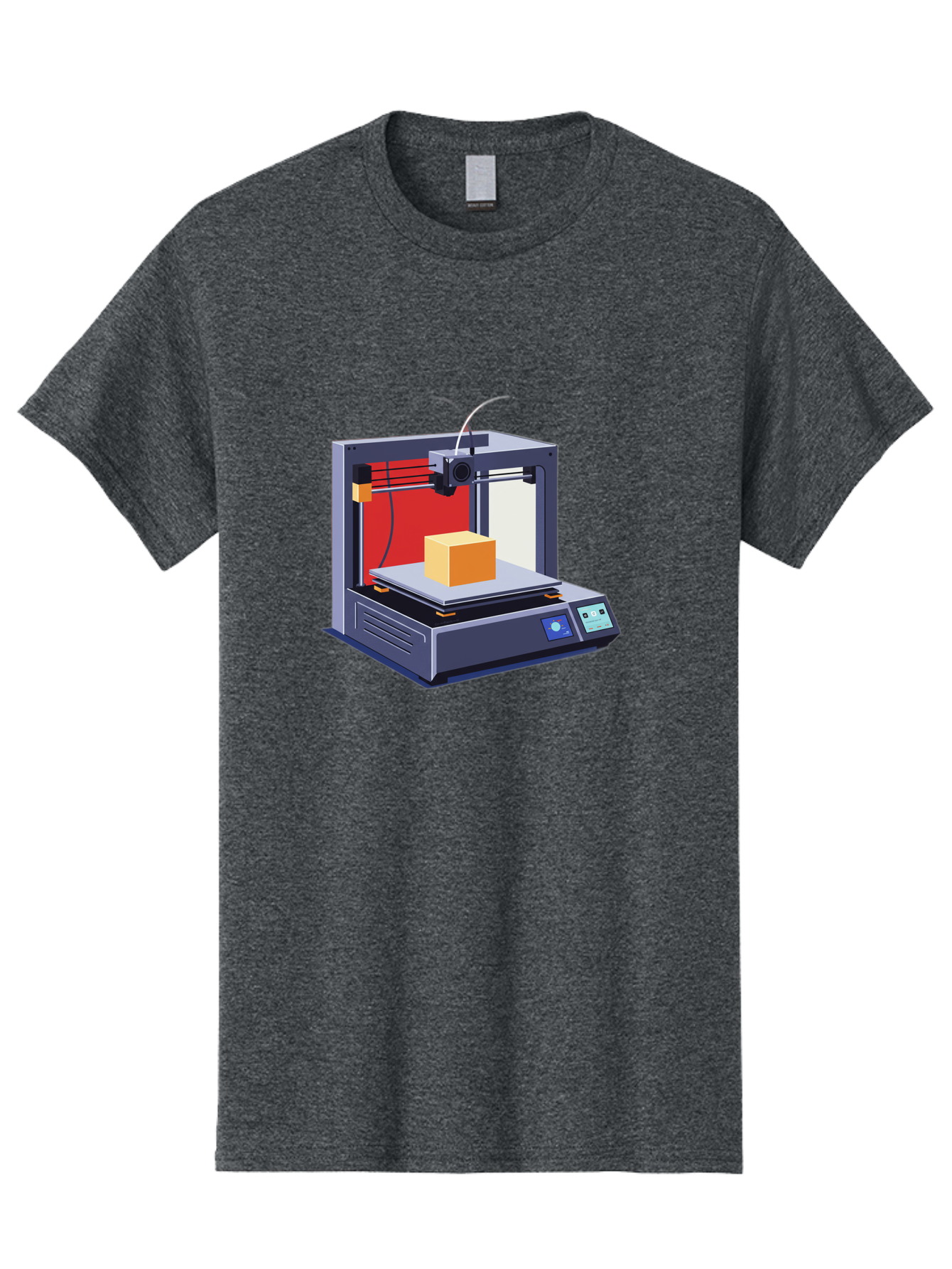 3D-Printer-2 Men'S Graphic Tee, 100% Cotton, Comfortable Casual Summer Wear, Machine Washable, 3D Printing Technology, Additive Manufacturing, Printed Cube, Digital Fabrication, Rapid Prototyping, Industrial Innovation, Futuristic Design Baa013