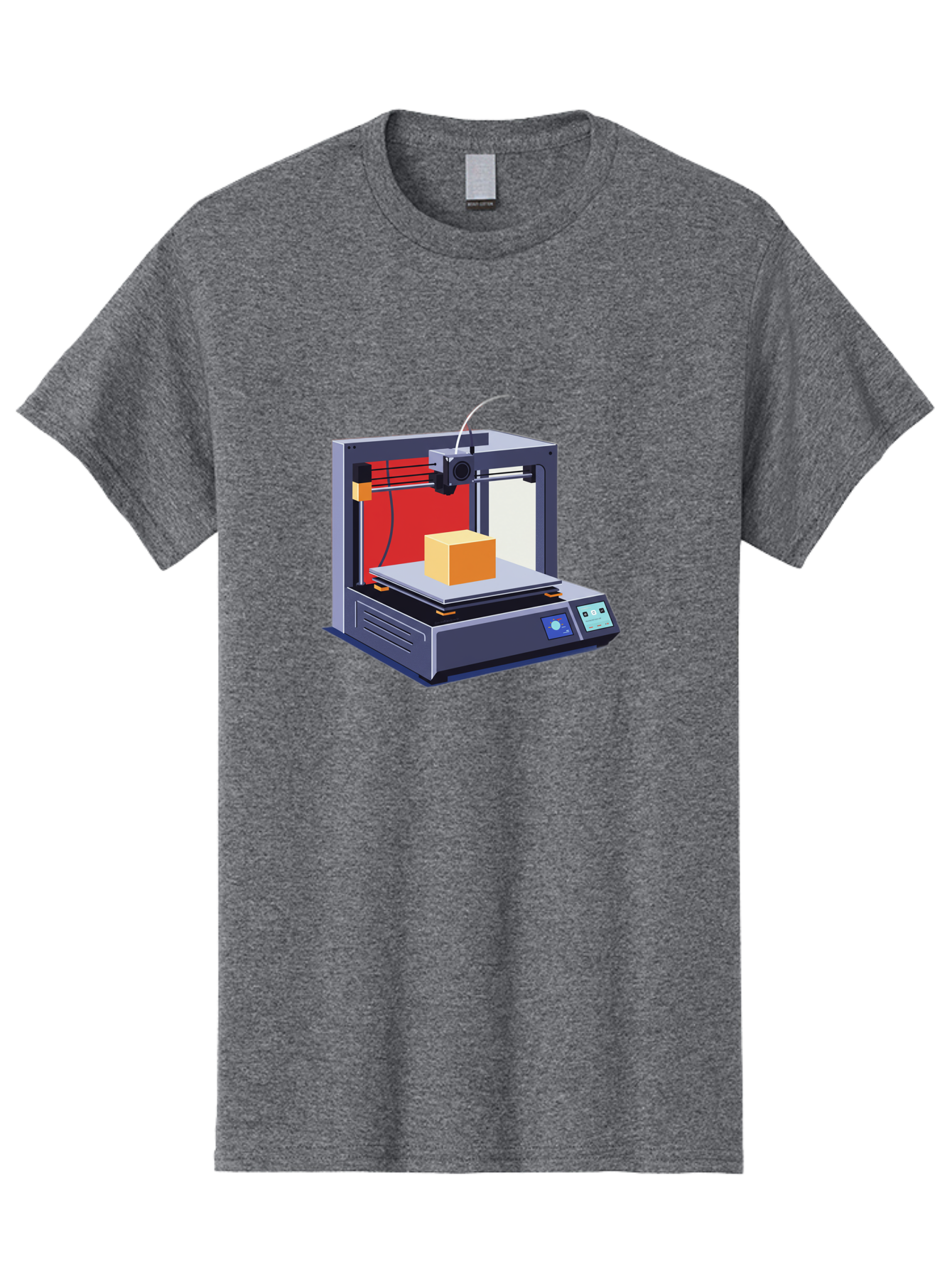 3D-Printer-2 Men'S Graphic Tee, 100% Cotton, Comfortable Casual Summer Wear, Machine Washable, 3D Printing Technology, Additive Manufacturing, Printed Cube, Digital Fabrication, Rapid Prototyping, Industrial Innovation, Futuristic Design Baa013