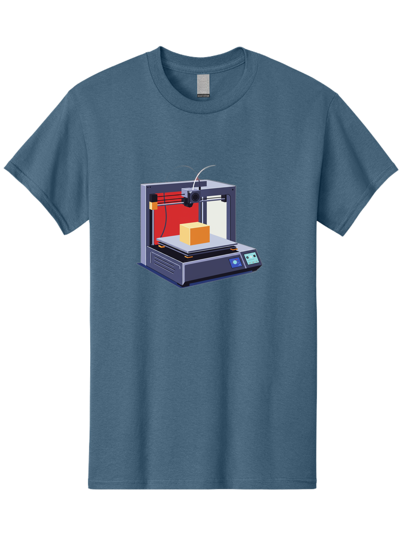 3D-Printer-2 Men'S Graphic Tee, 100% Cotton, Comfortable Casual Summer Wear, Machine Washable, 3D Printing Technology, Additive Manufacturing, Printed Cube, Digital Fabrication, Rapid Prototyping, Industrial Innovation, Futuristic Design Baa013