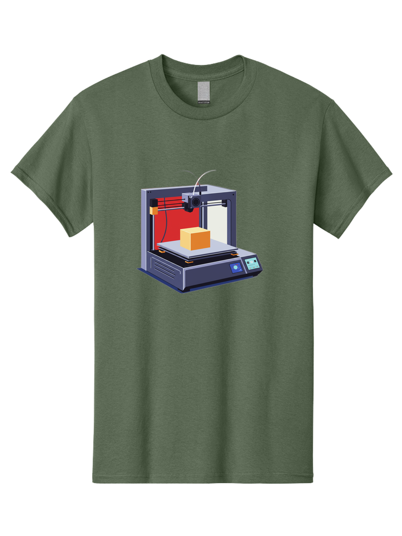 3D-Printer-2 Men'S Graphic Tee, 100% Cotton, Comfortable Casual Summer Wear, Machine Washable, 3D Printing Technology, Additive Manufacturing, Printed Cube, Digital Fabrication, Rapid Prototyping, Industrial Innovation, Futuristic Design Baa013