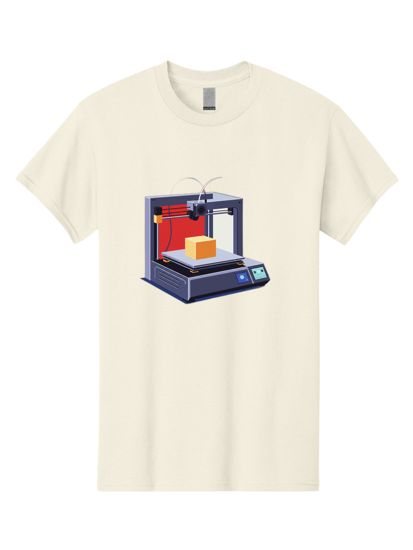 3D-Printer-2 Men'S Graphic Tee, 100% Cotton, Comfortable Casual Summer Wear, Machine Washable, 3D Printing Technology, Additive Manufacturing, Printed Cube, Digital Fabrication, Rapid Prototyping, Industrial Innovation, Futuristic Design Baa013
