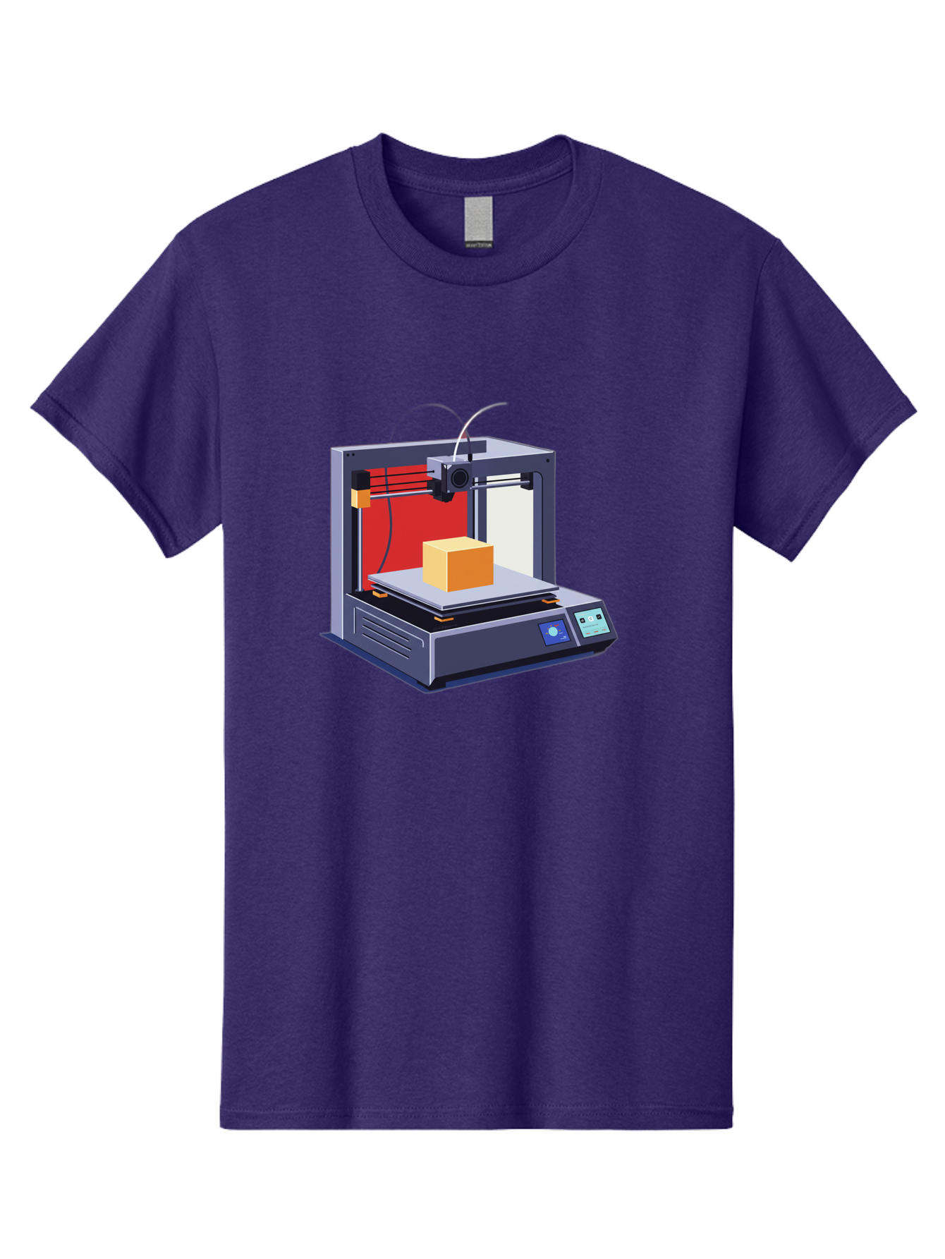 3D-Printer-2 Men'S Graphic Tee, 100% Cotton, Comfortable Casual Summer Wear, Machine Washable, 3D Printing Technology, Additive Manufacturing, Printed Cube, Digital Fabrication, Rapid Prototyping, Industrial Innovation, Futuristic Design Baa013