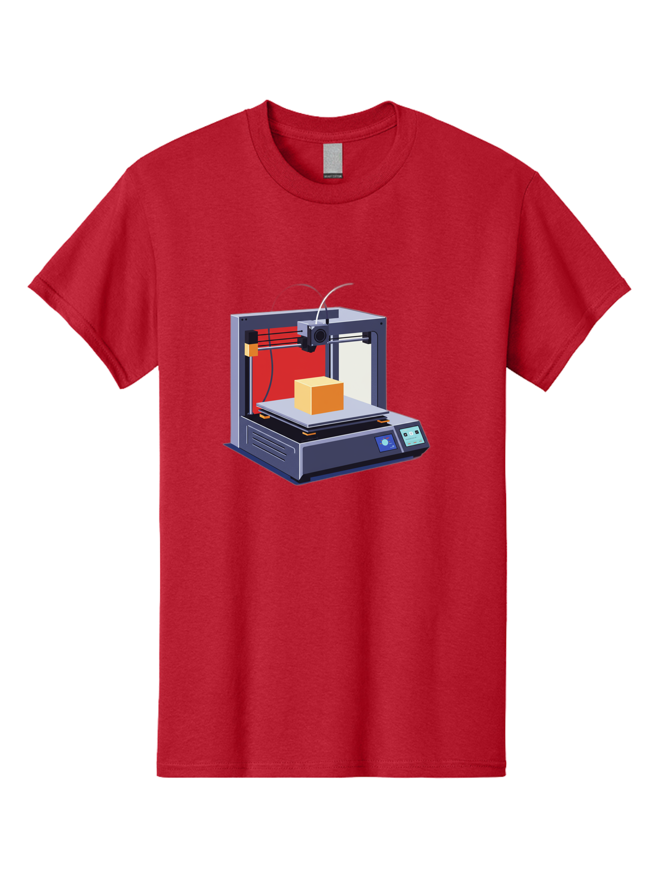 3D-Printer-2 Men'S Graphic Tee, 100% Cotton, Comfortable Casual Summer Wear, Machine Washable, 3D Printing Technology, Additive Manufacturing, Printed Cube, Digital Fabrication, Rapid Prototyping, Industrial Innovation, Futuristic Design Baa013