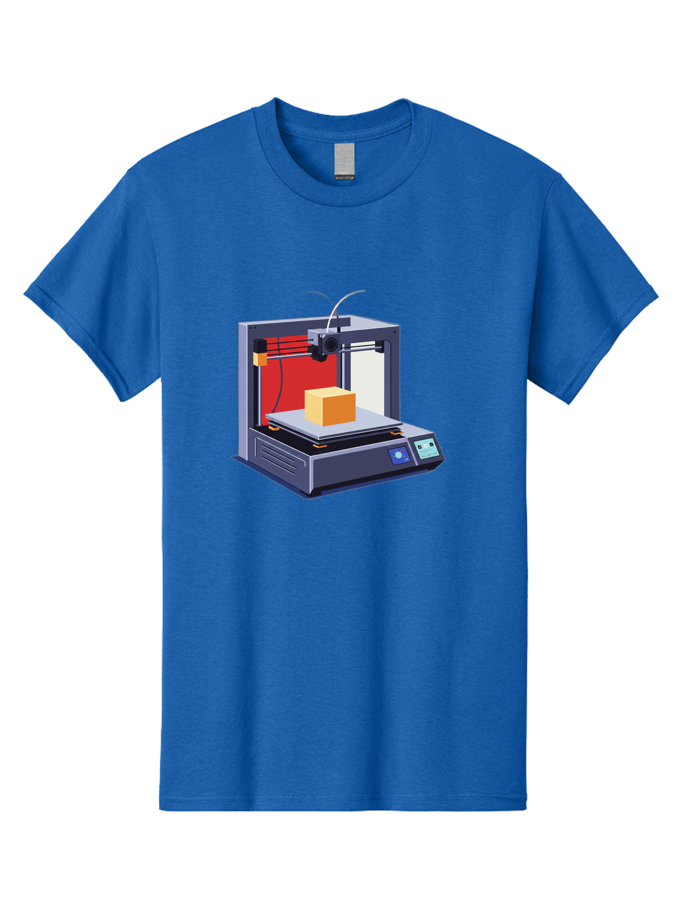 3D-Printer-2 Men'S Graphic Tee, 100% Cotton, Comfortable Casual Summer Wear, Machine Washable, 3D Printing Technology, Additive Manufacturing, Printed Cube, Digital Fabrication, Rapid Prototyping, Industrial Innovation, Futuristic Design Baa013