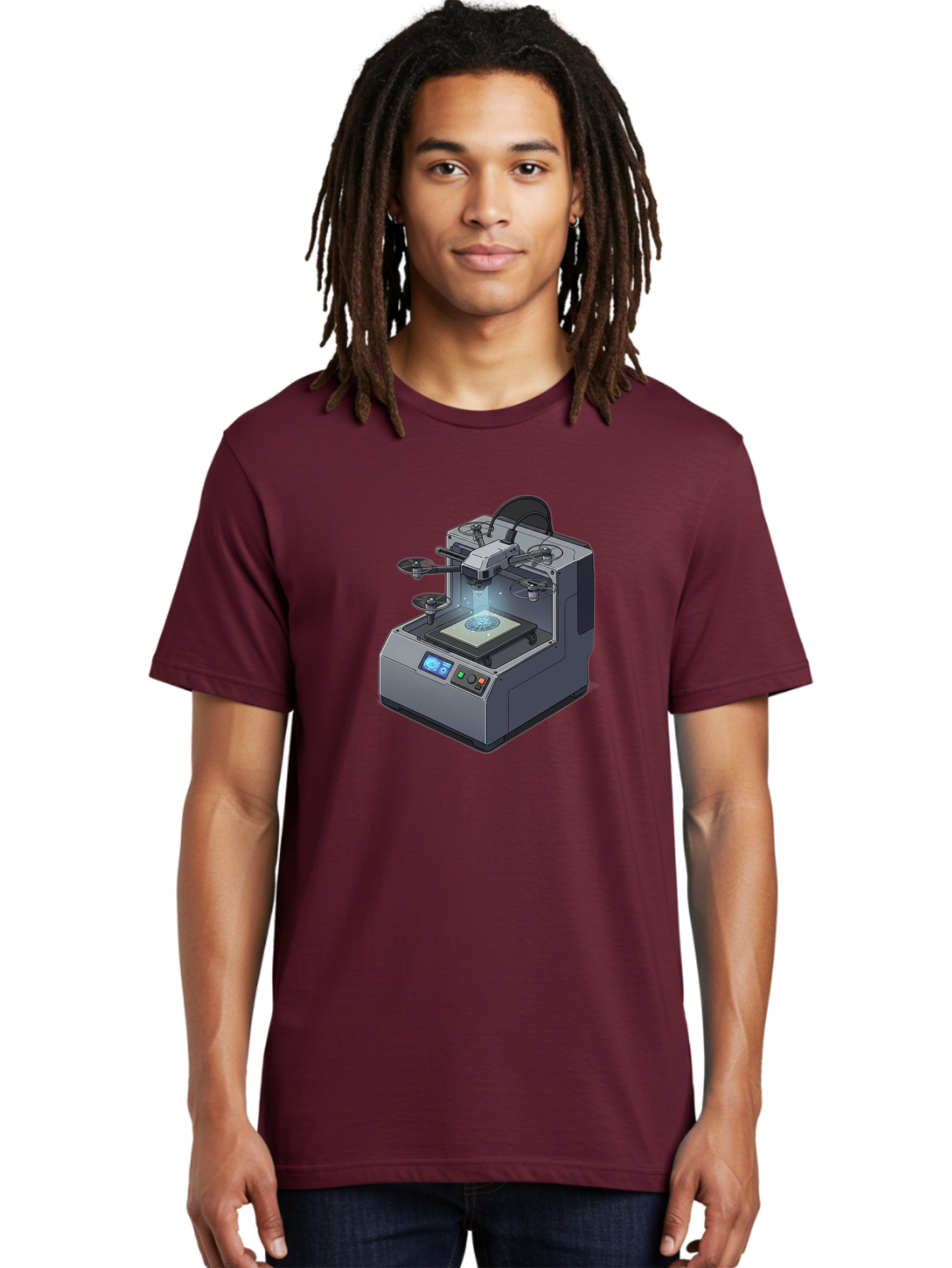 3D-Printer-20 Men'S Graphic Tee, 100% Cotton, Comfortable Casual Summer Wear, Machine Washable, 3D Printing Technology, Futuristic Design, Digital Fabrication, Rapid Prototyping, Additive Manufacturing, Drone Assembly, Robotic Arms, Baa014
