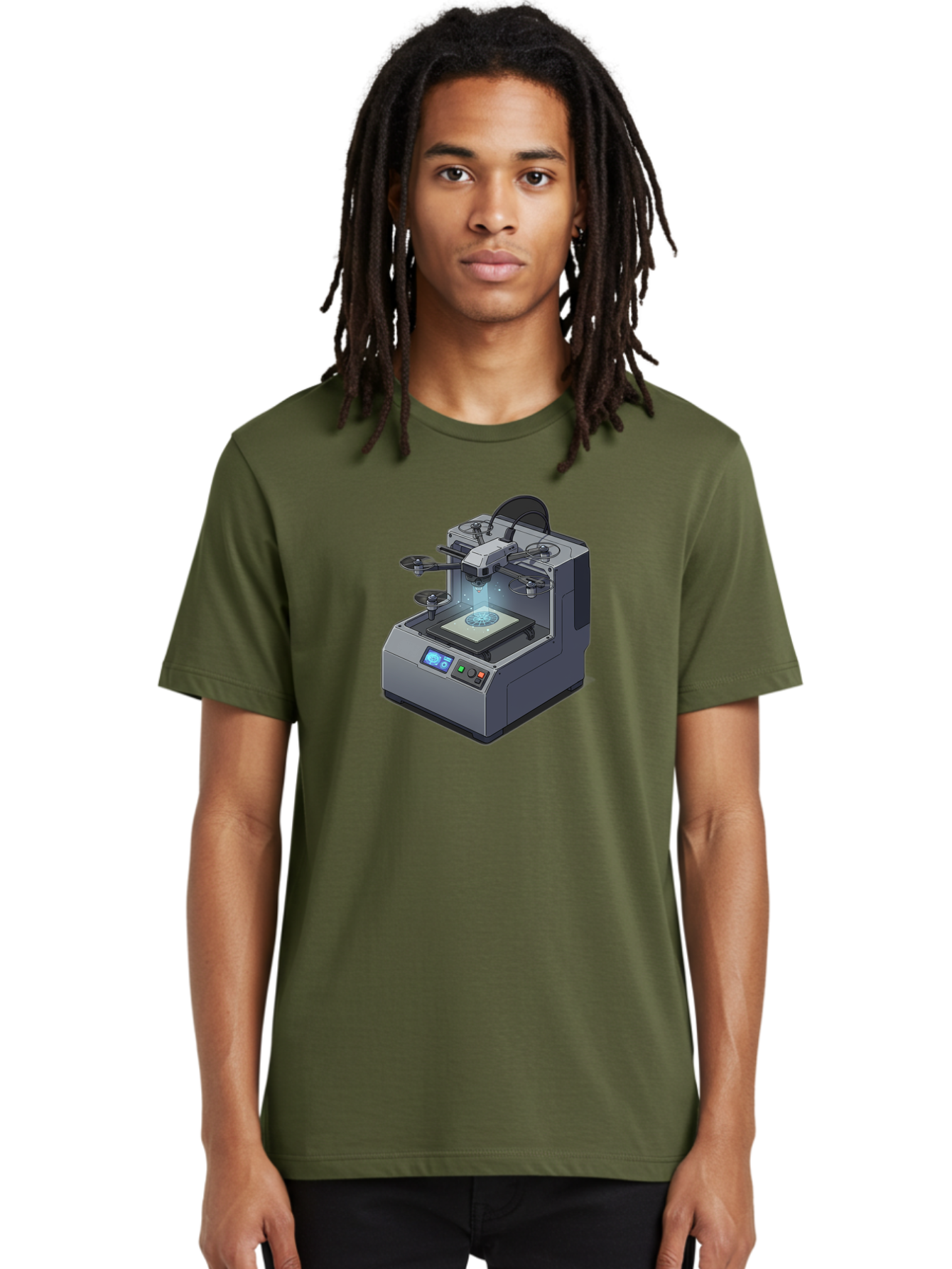 3D-Printer-20 Men'S Graphic Tee, 100% Cotton, Comfortable Casual Summer Wear, Machine Washable, 3D Printing Technology, Futuristic Design, Digital Fabrication, Rapid Prototyping, Additive Manufacturing, Drone Assembly, Robotic Arms, Baa014