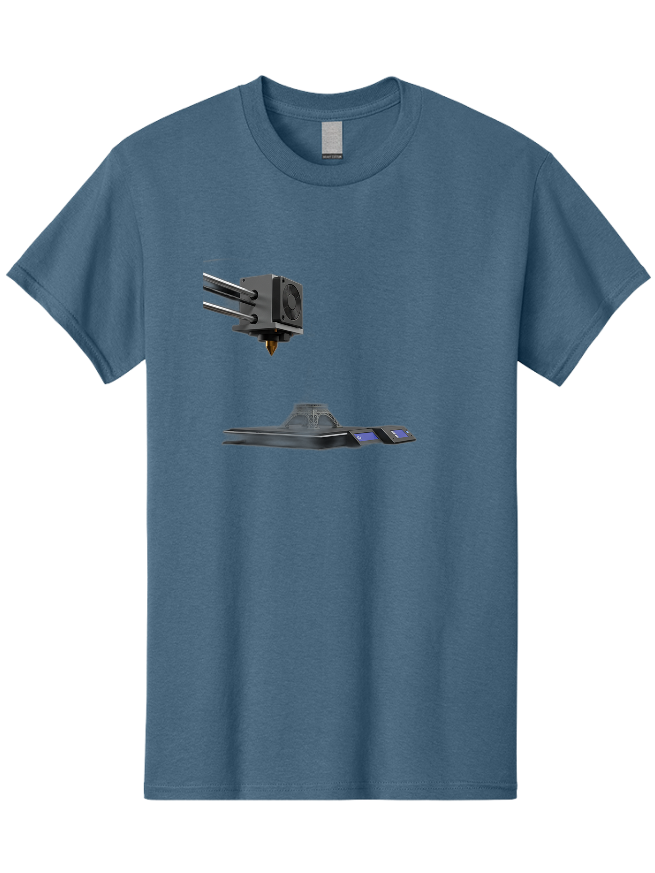 3D-Printer-21 Men'S Graphic Tee, 100% Cotton, Comfortable Casual Summer Wear, Machine Washable, 3D Printing Technology, Additive Manufacturing, Digital Fabrication, Printer Head, 3D Model Creation, Modern Innovation, Futuristic Design, Baa015
