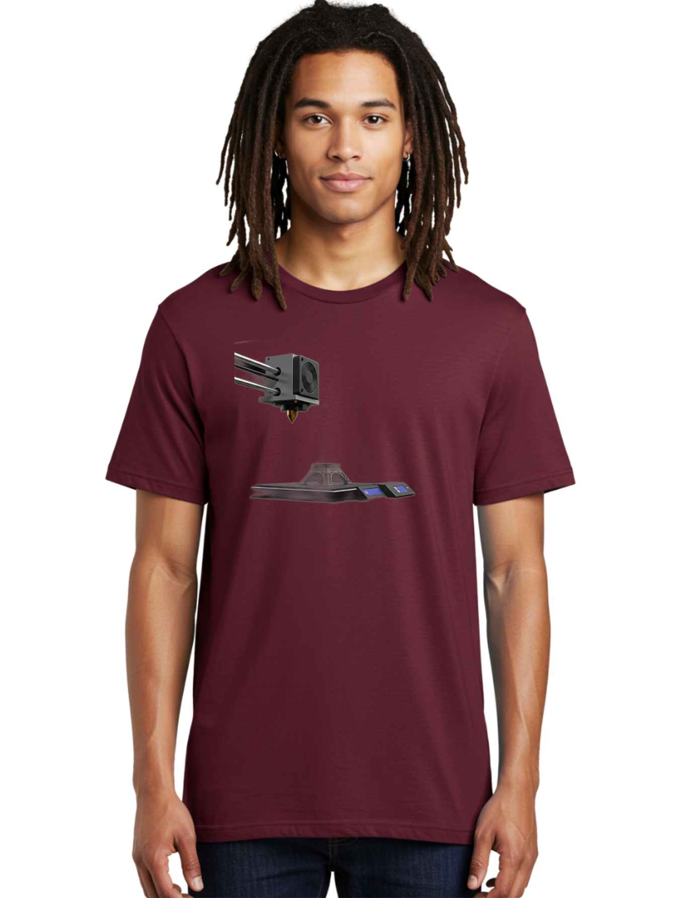 3D-Printer-21 Men'S Graphic Tee, 100% Cotton, Comfortable Casual Summer Wear, Machine Washable, 3D Printing Technology, Additive Manufacturing, Digital Fabrication, Printer Head, 3D Model Creation, Modern Innovation, Futuristic Design, Baa015