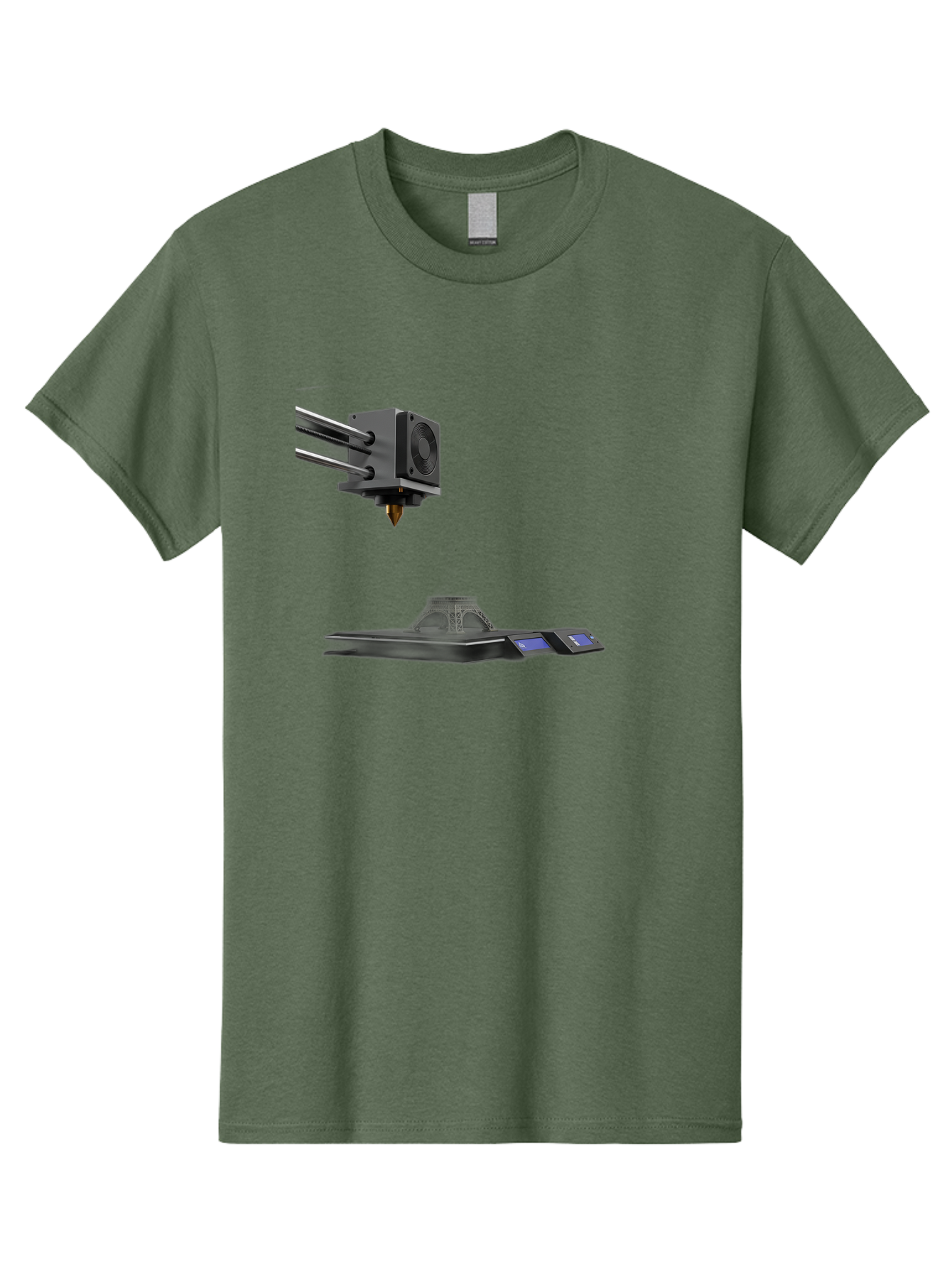 3D-Printer-21 Men'S Graphic Tee, 100% Cotton, Comfortable Casual Summer Wear, Machine Washable, 3D Printing Technology, Additive Manufacturing, Digital Fabrication, Printer Head, 3D Model Creation, Modern Innovation, Futuristic Design, Baa015
